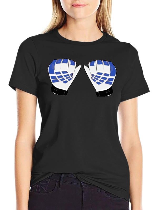 Hockey Goalie Mittens Graphic Tee - Black Cotton