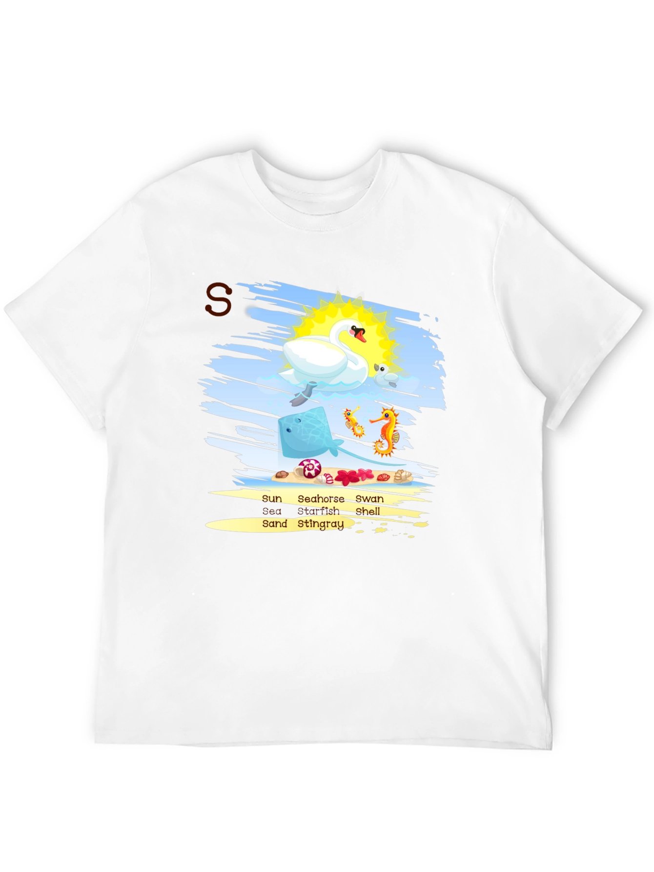 Sea Animal T-Shirt Swan Seahorse Ray Sun