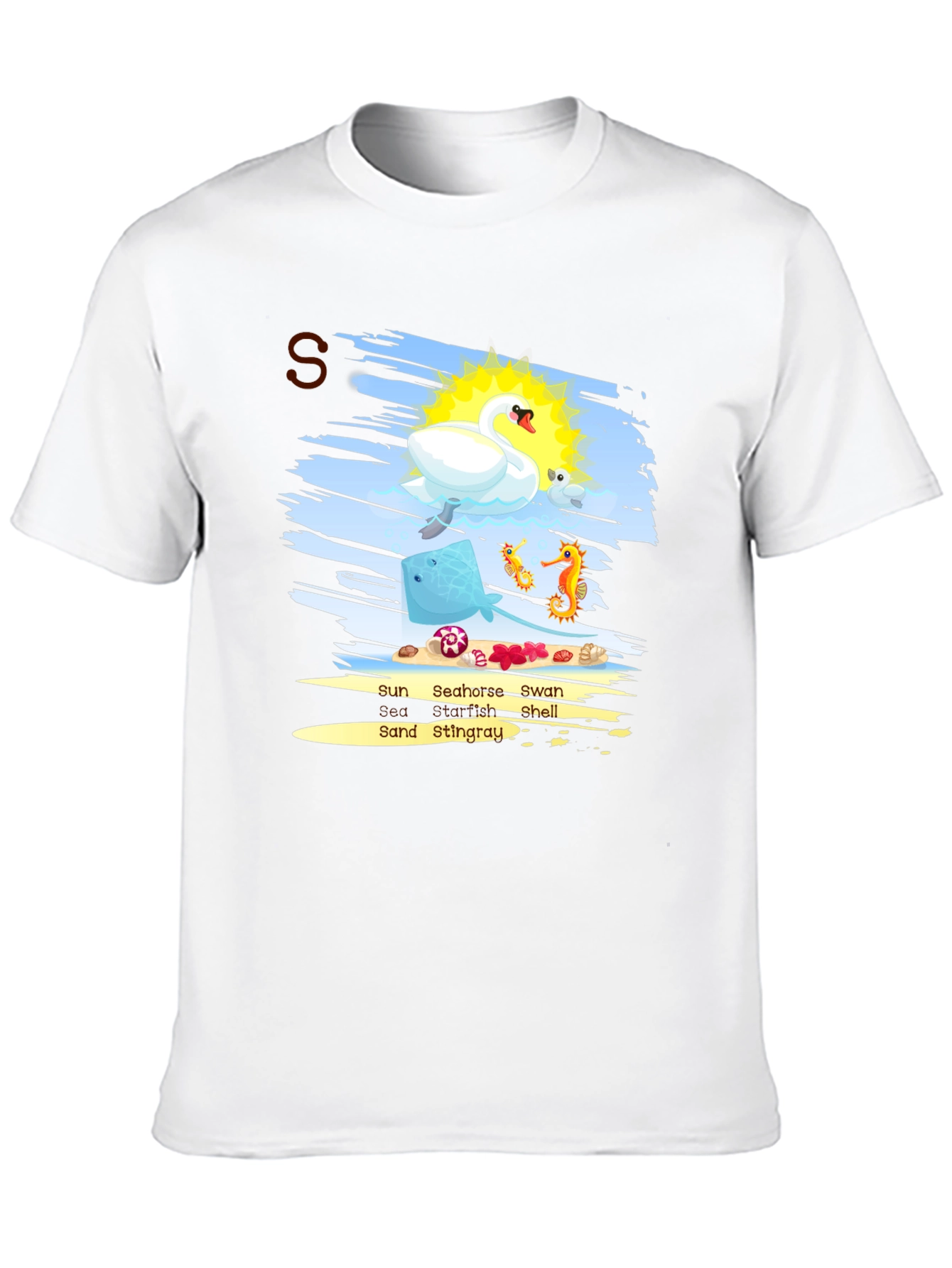 Sea Animal T-Shirt Swan Seahorse Ray Sun
