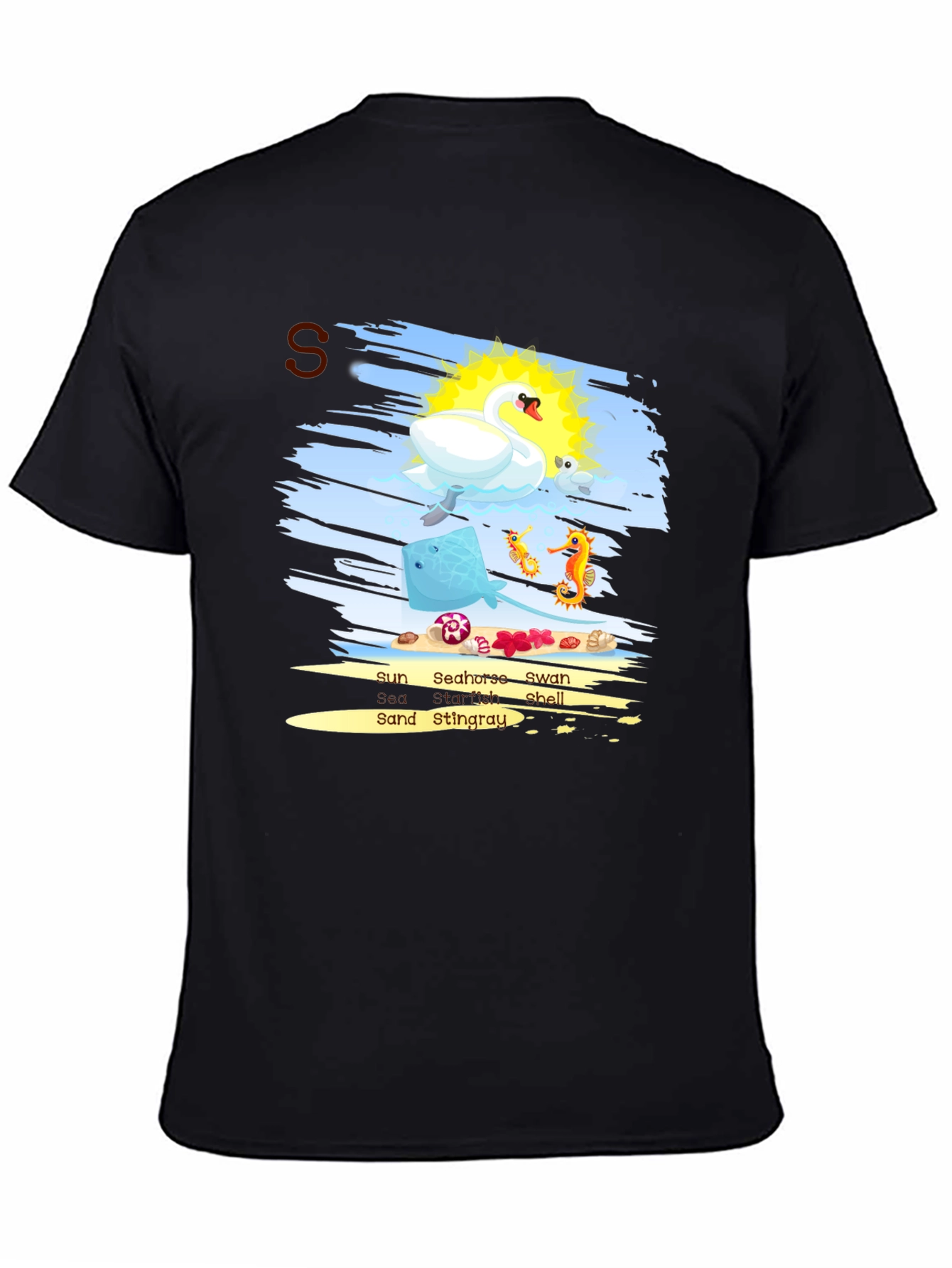 Sea Animal T-Shirt Swan Seahorse Ray Sun