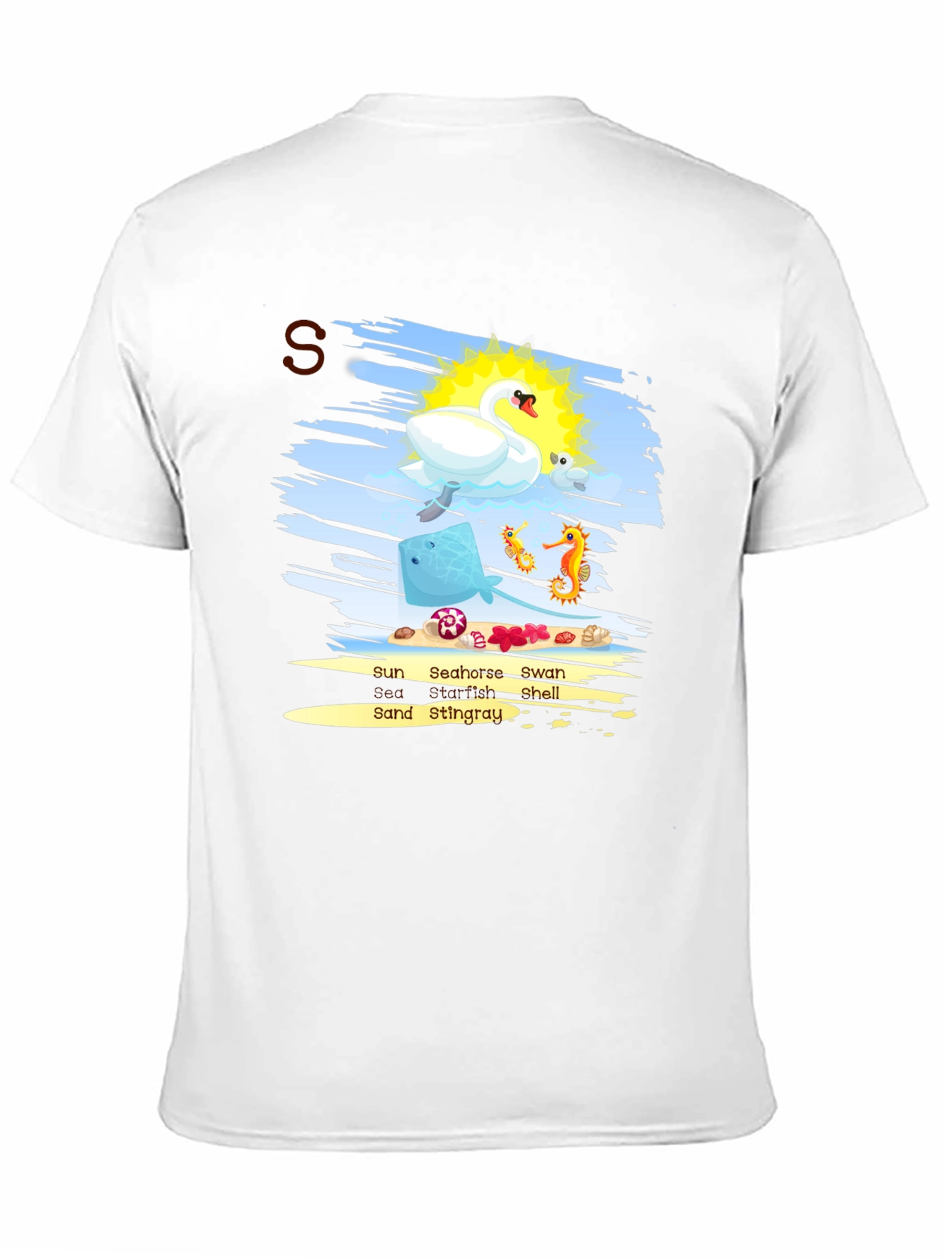 Sea Animal T-Shirt Swan Seahorse Ray Sun