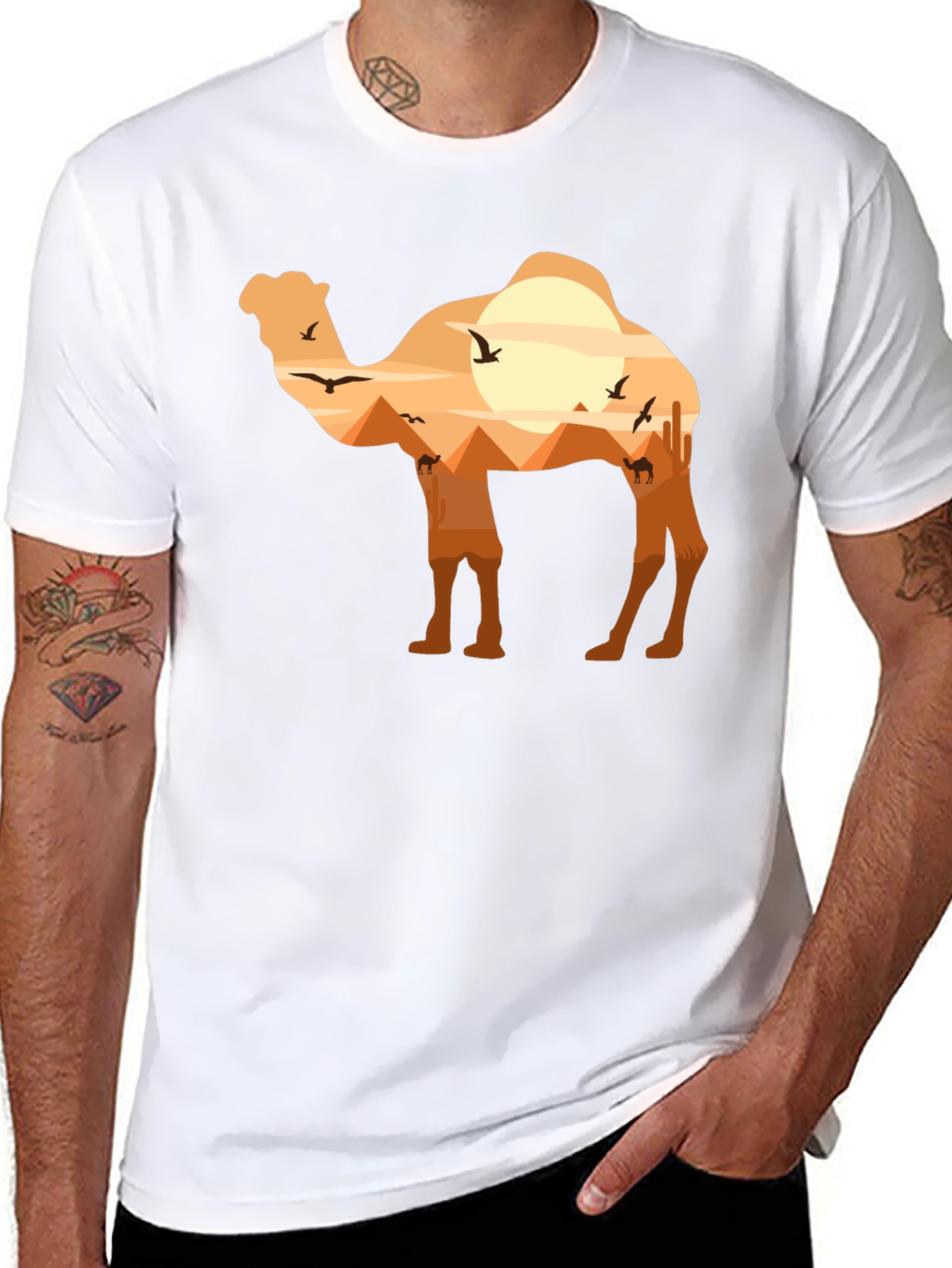 Camel Desert Silhouette Graphic T-Shirt