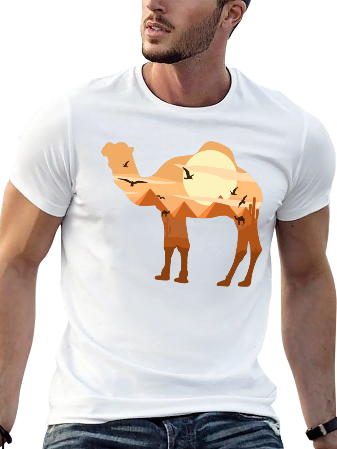 Camel Desert Silhouette Graphic T-Shirt