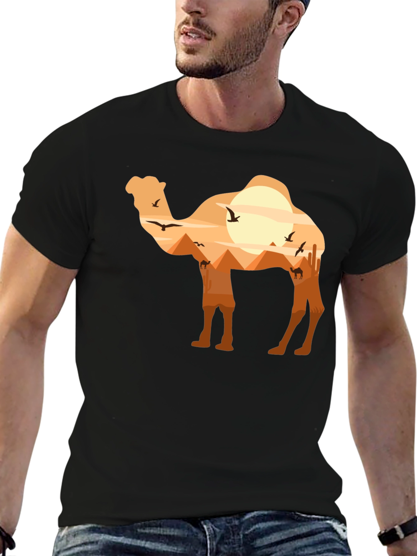 Camel Desert Silhouette Graphic T-Shirt