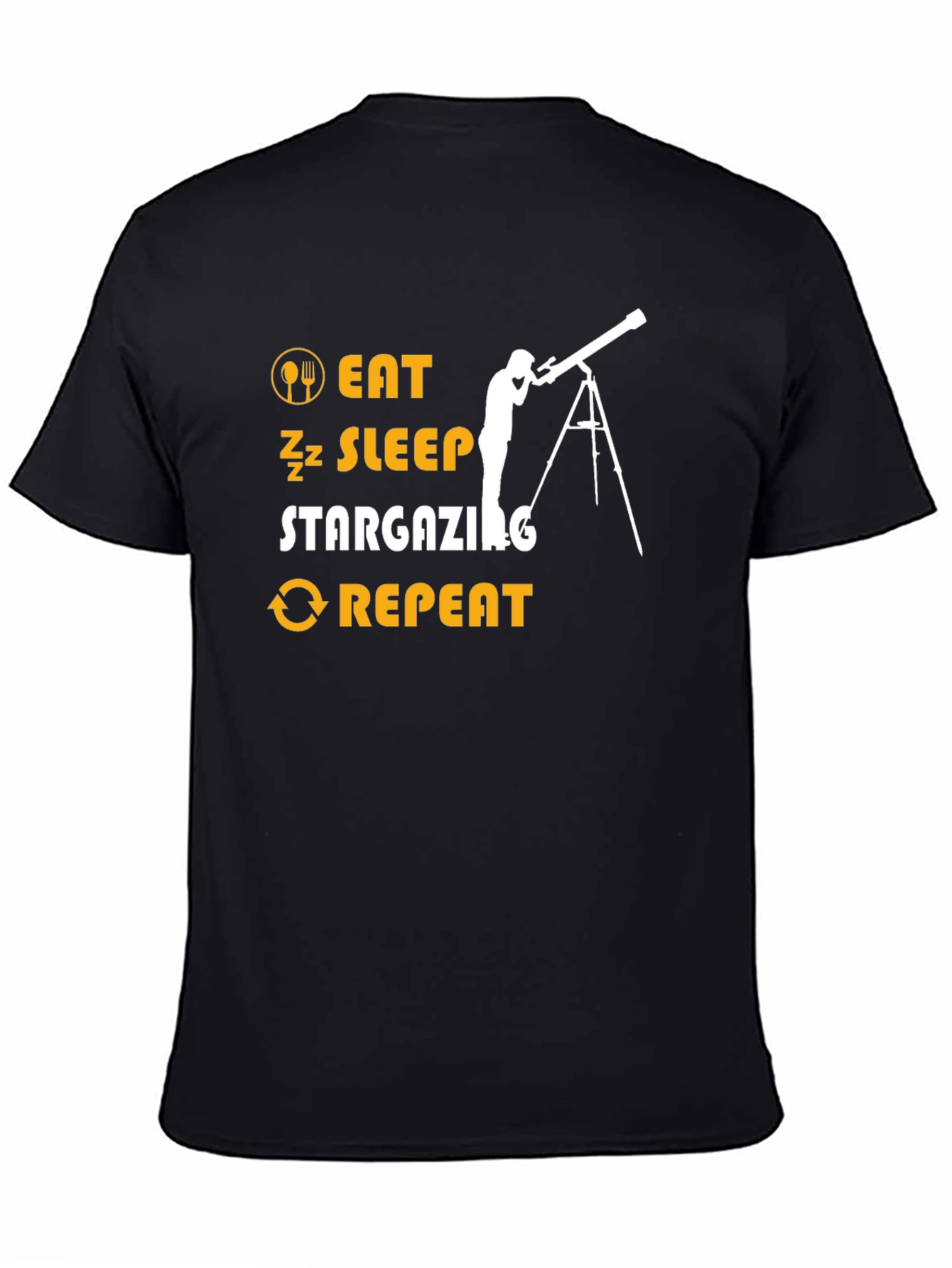 Eat Sleep Stargazing Repeat Black T-Shirt