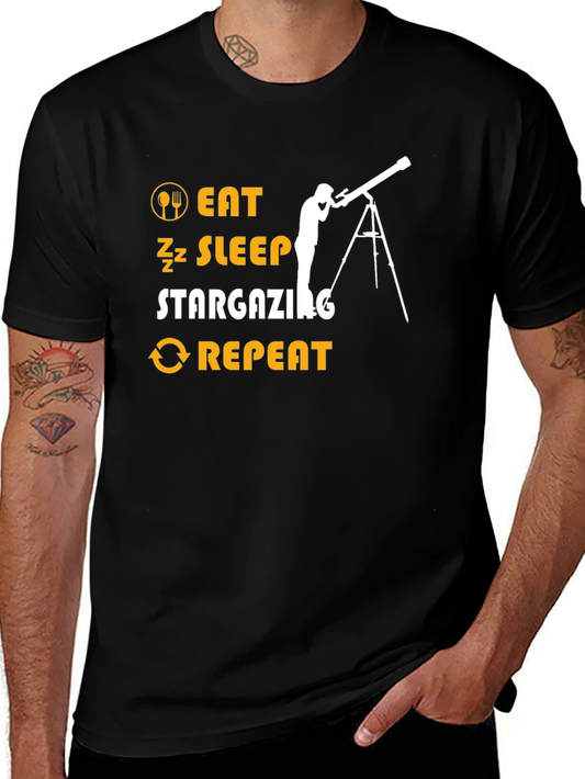 Eat Sleep Stargazing Repeat Black T-Shirt