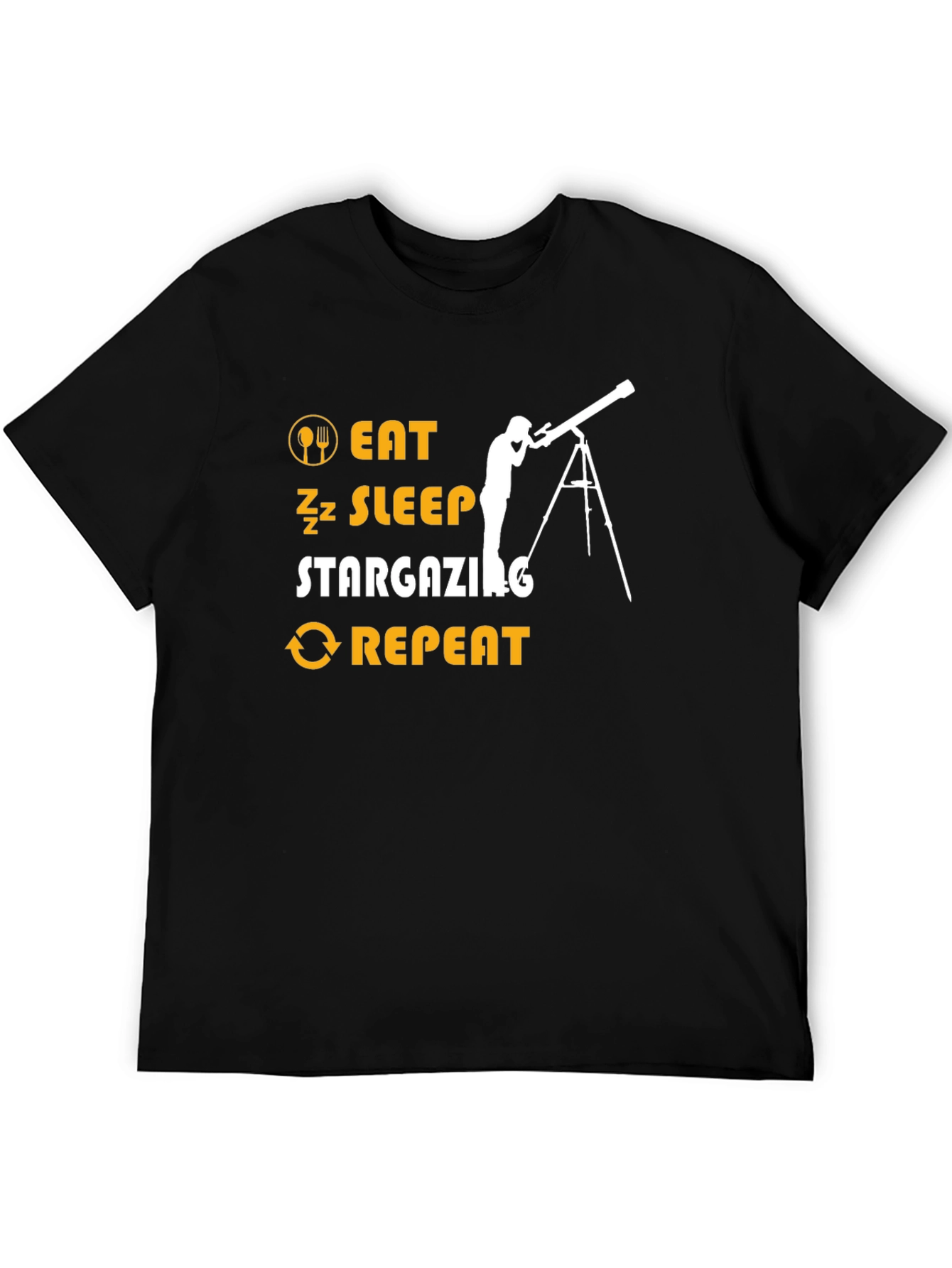Eat Sleep Stargazing Repeat Black T-Shirt