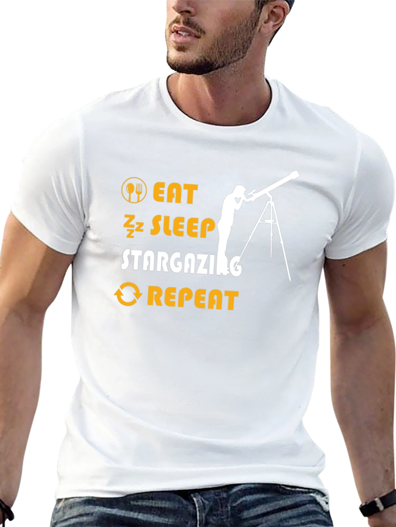 Eat Sleep Stargazing Repeat Black T-Shirt