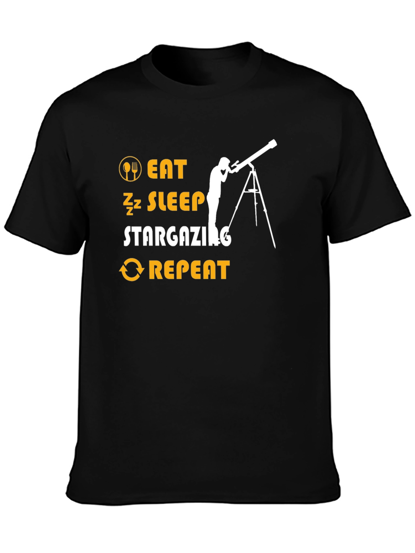 Eat Sleep Stargazing Repeat Black T-Shirt