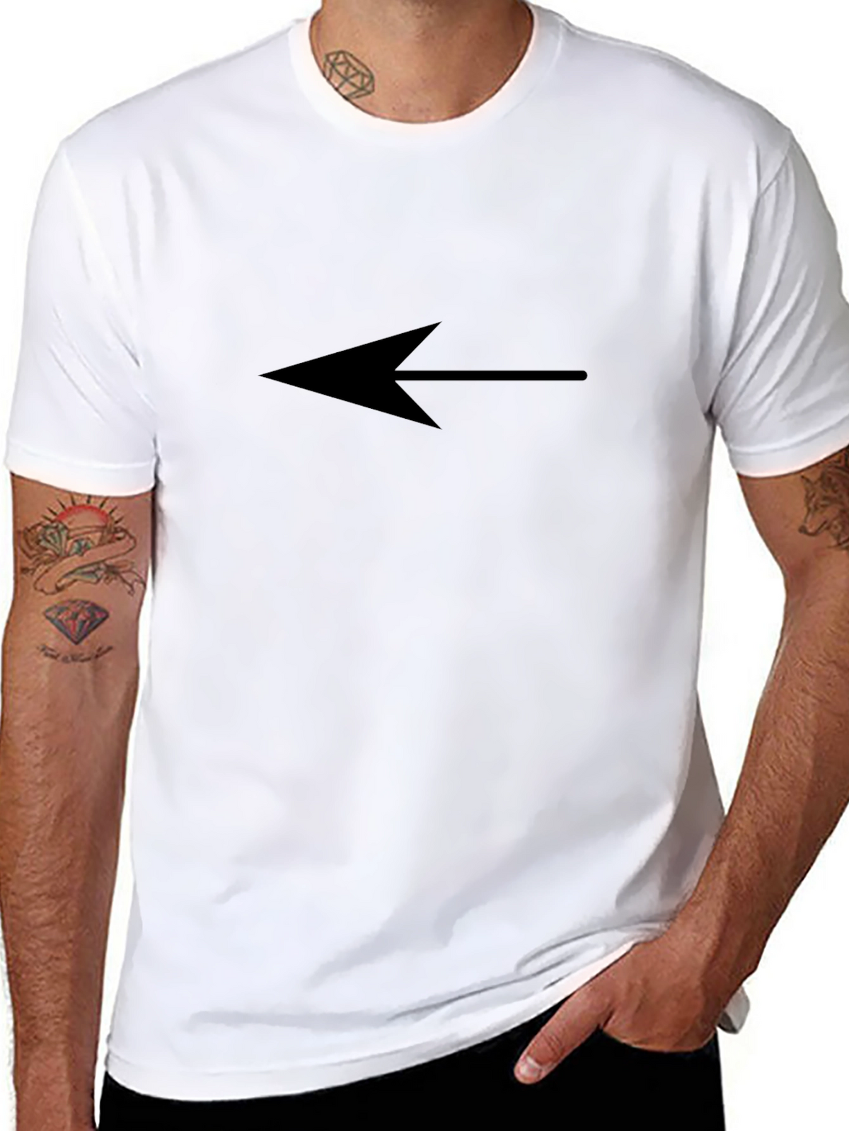 Left Arrow Graphic T-Shirt - Casual Black Tee