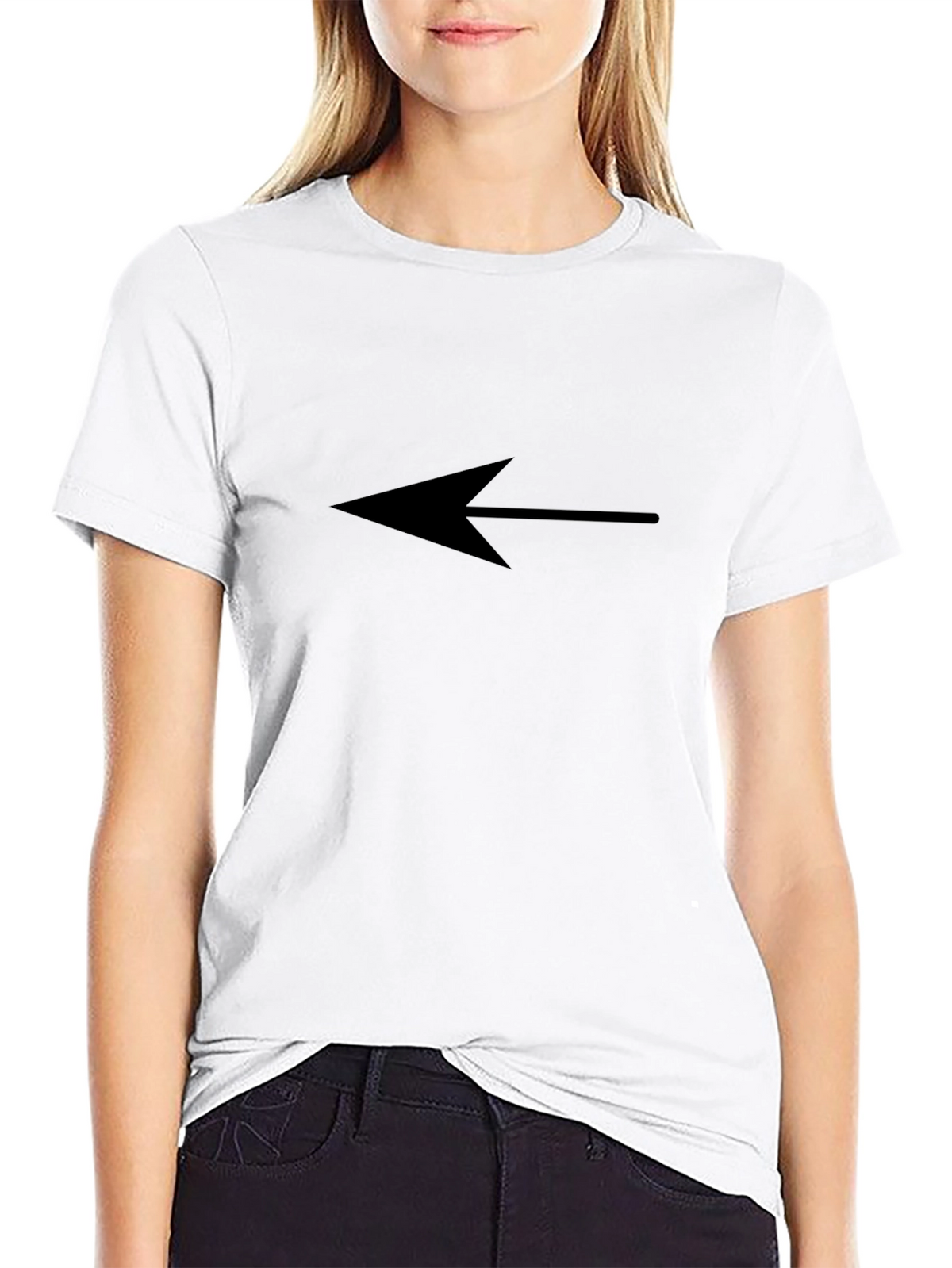 Left Arrow Graphic T-Shirt - Casual Black Tee