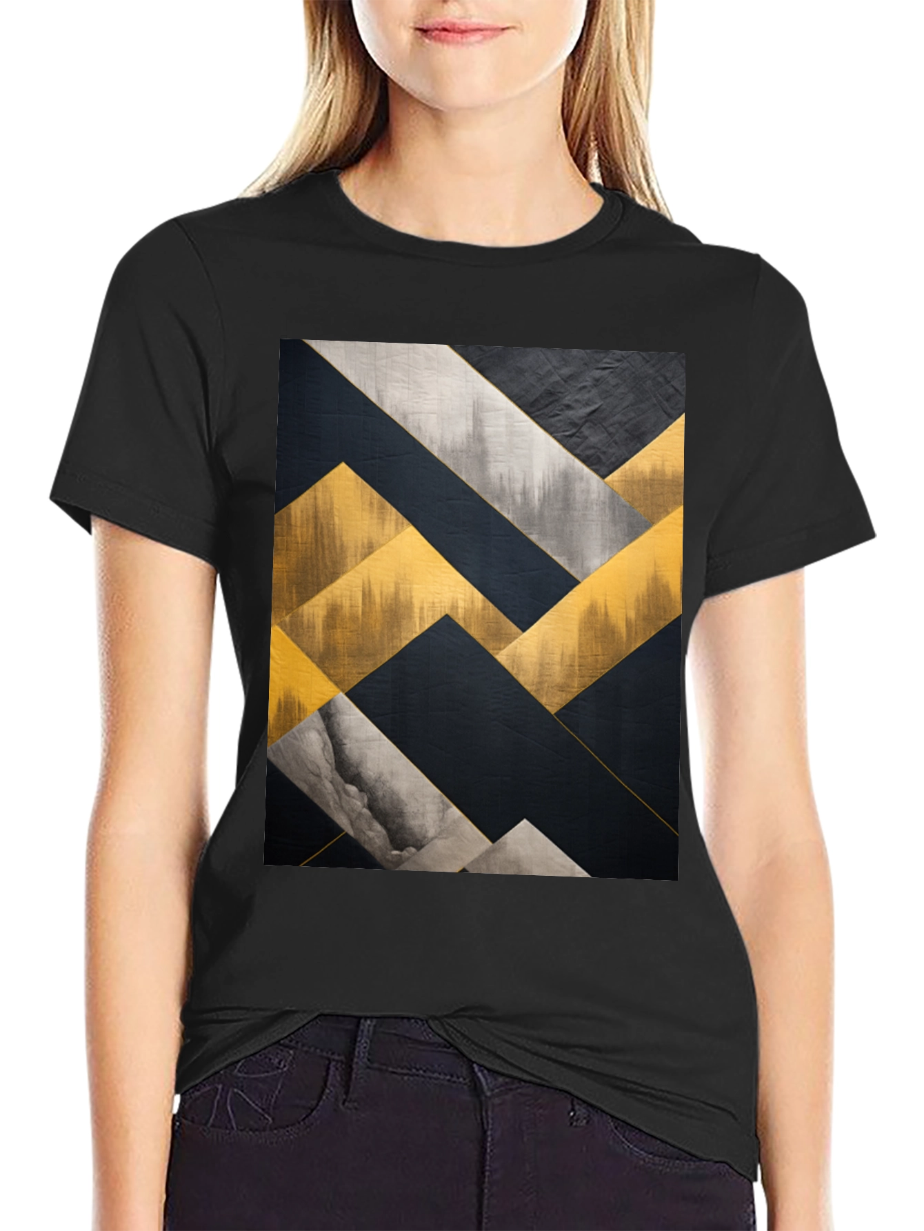 Abstract Geometric Art Mens Black T-Shirt