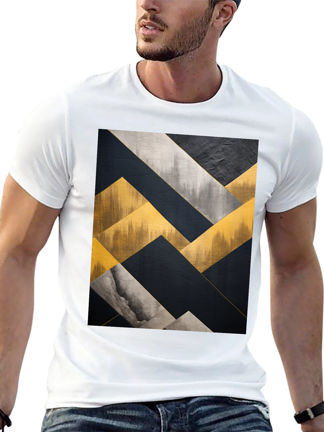 Abstract Geometric Art Mens Black T-Shirt