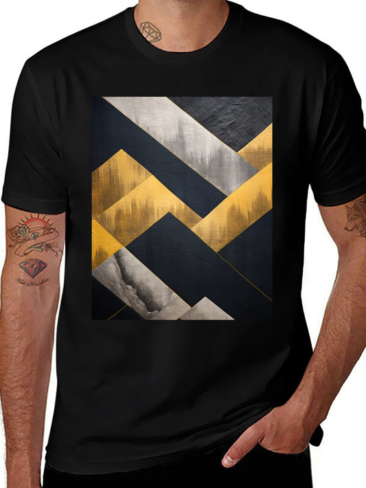 Abstract Geometric Art Mens Black T-Shirt