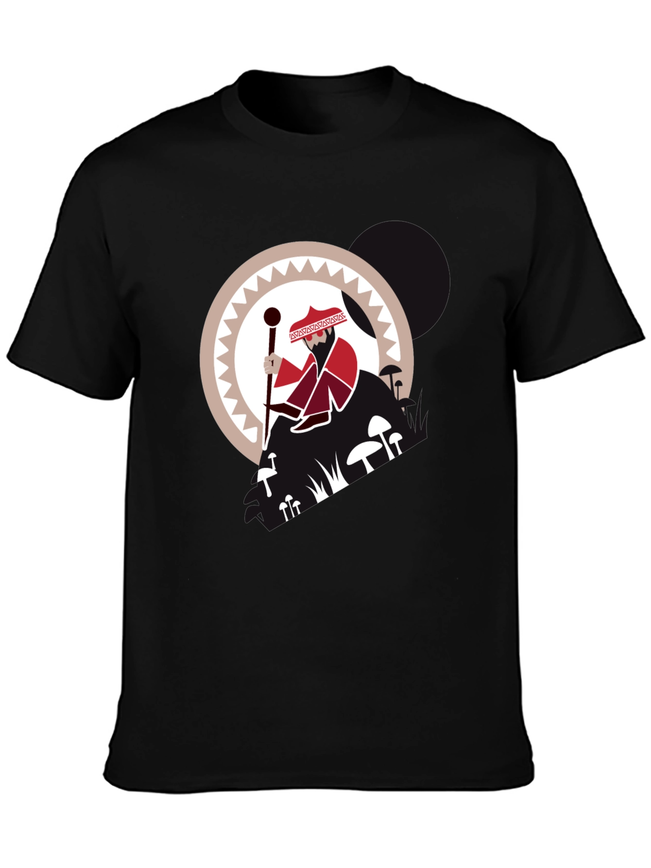 Wizard Graphic Tee - Black Cotton Blend T-Shirt