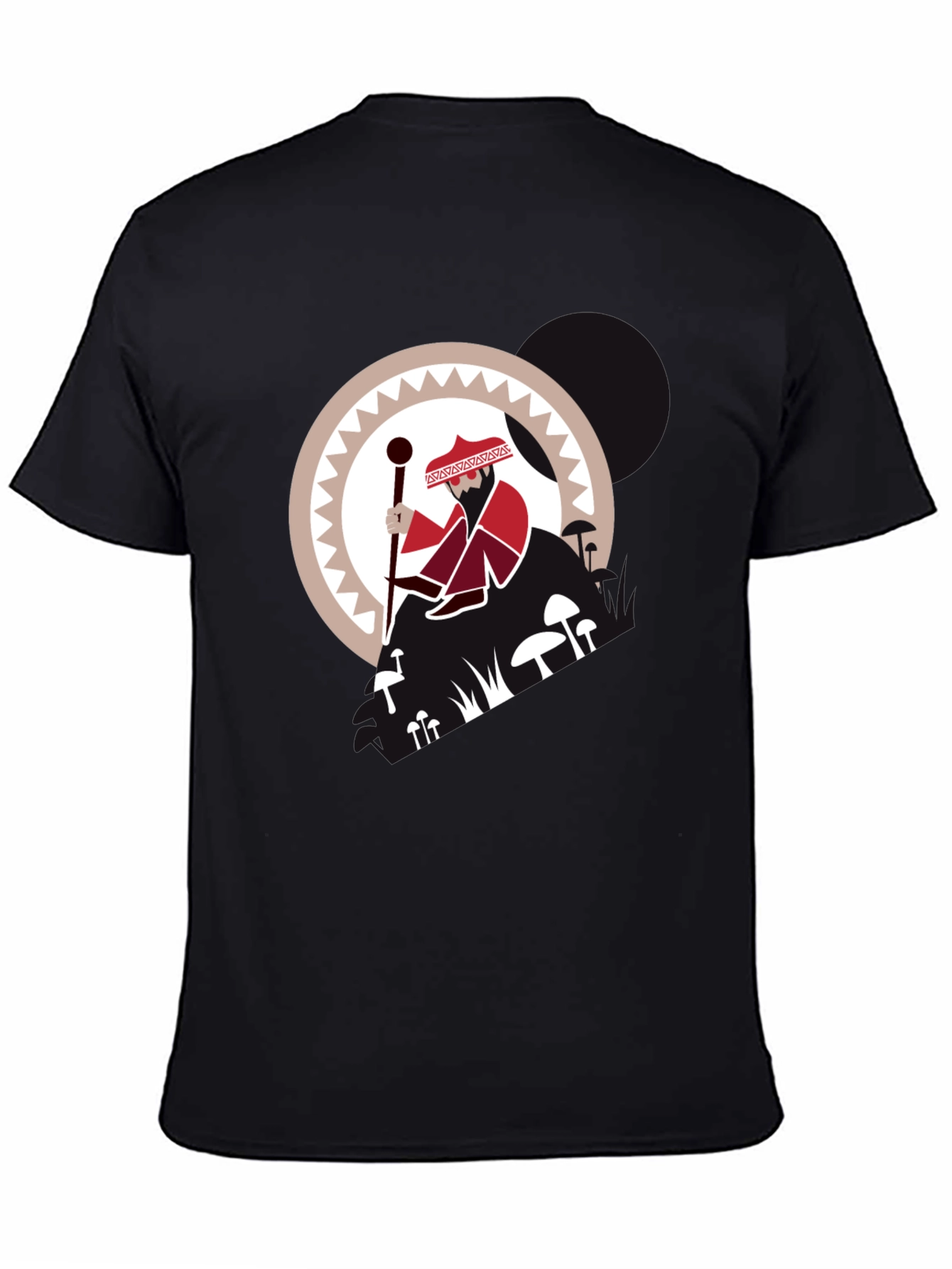 Wizard Graphic Tee - Black Cotton Blend T-Shirt