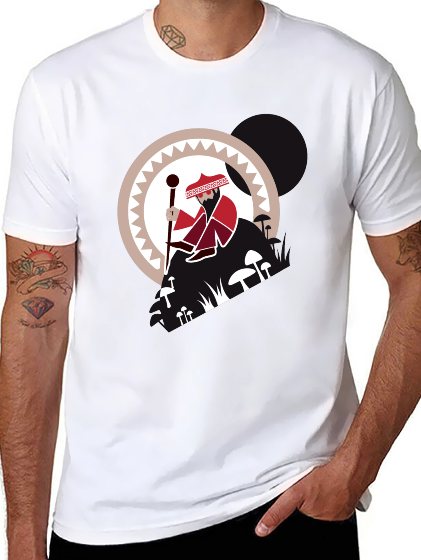 Wizard Graphic Tee - Black Cotton Blend T-Shirt