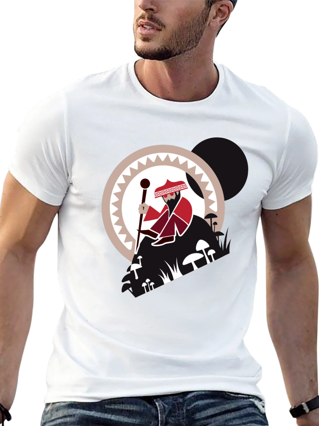 Wizard Graphic Tee - Black Cotton Blend T-Shirt