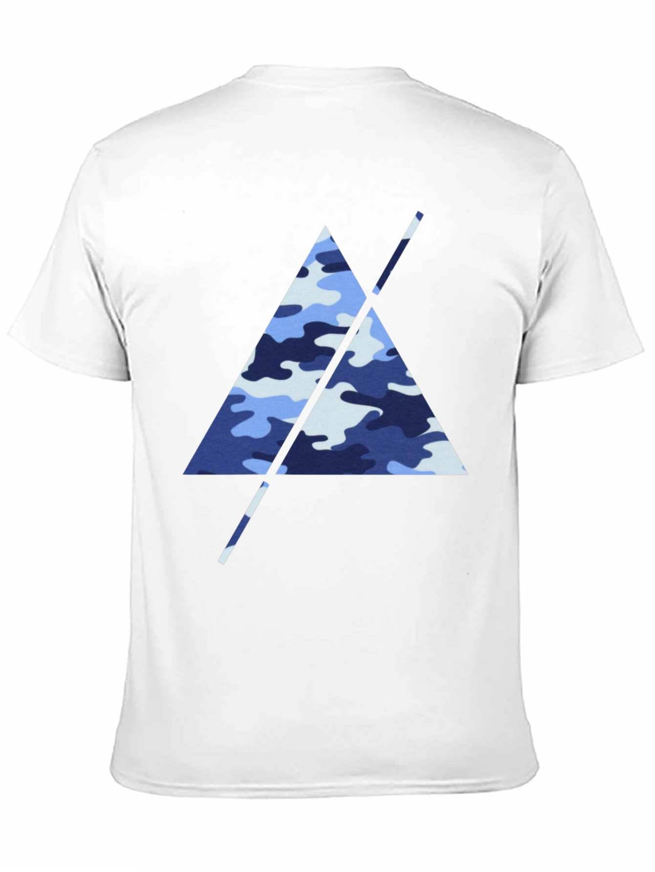Blue Camo Triangle Mens Black T-Shirt