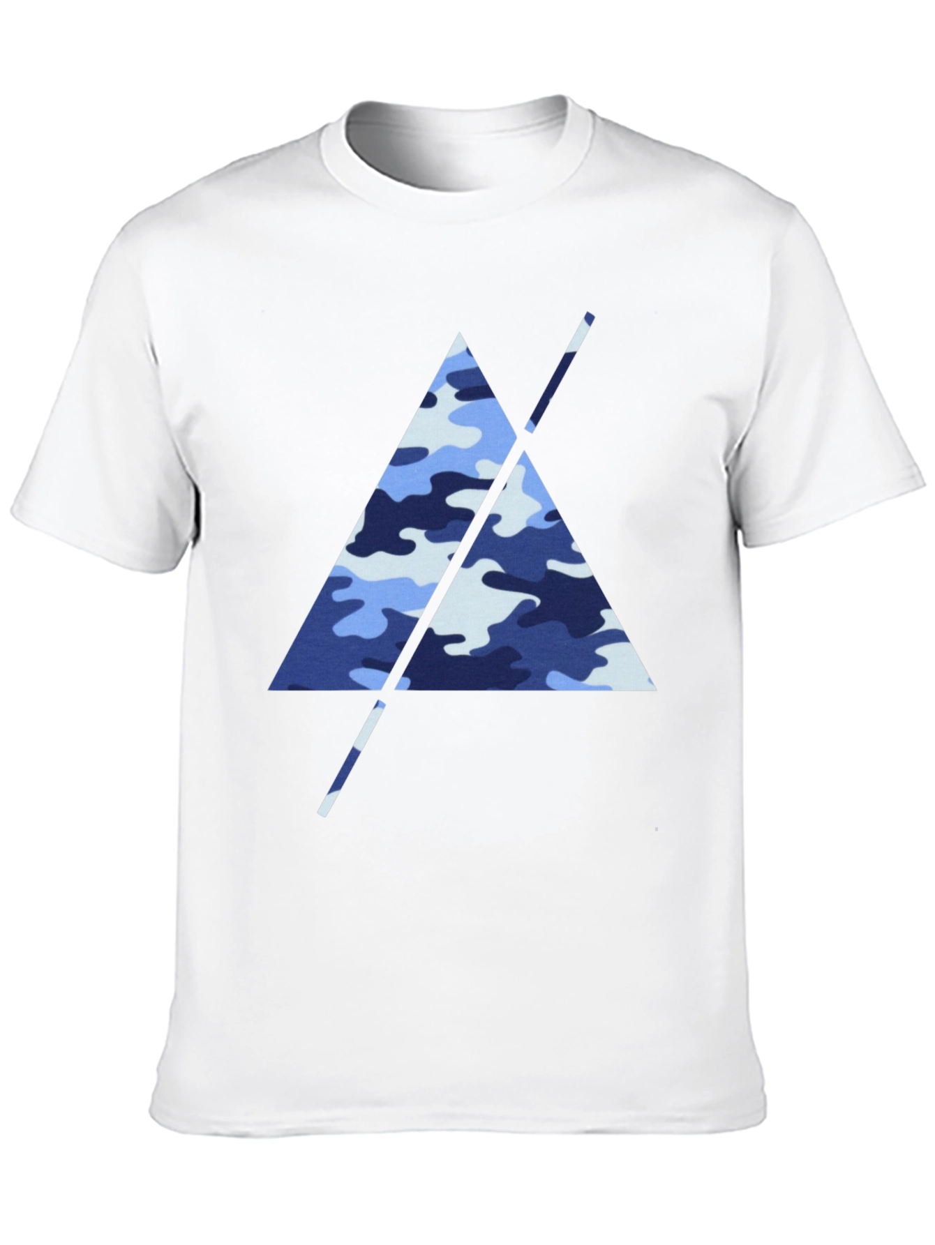 Blue Camo Triangle Mens Black T-Shirt