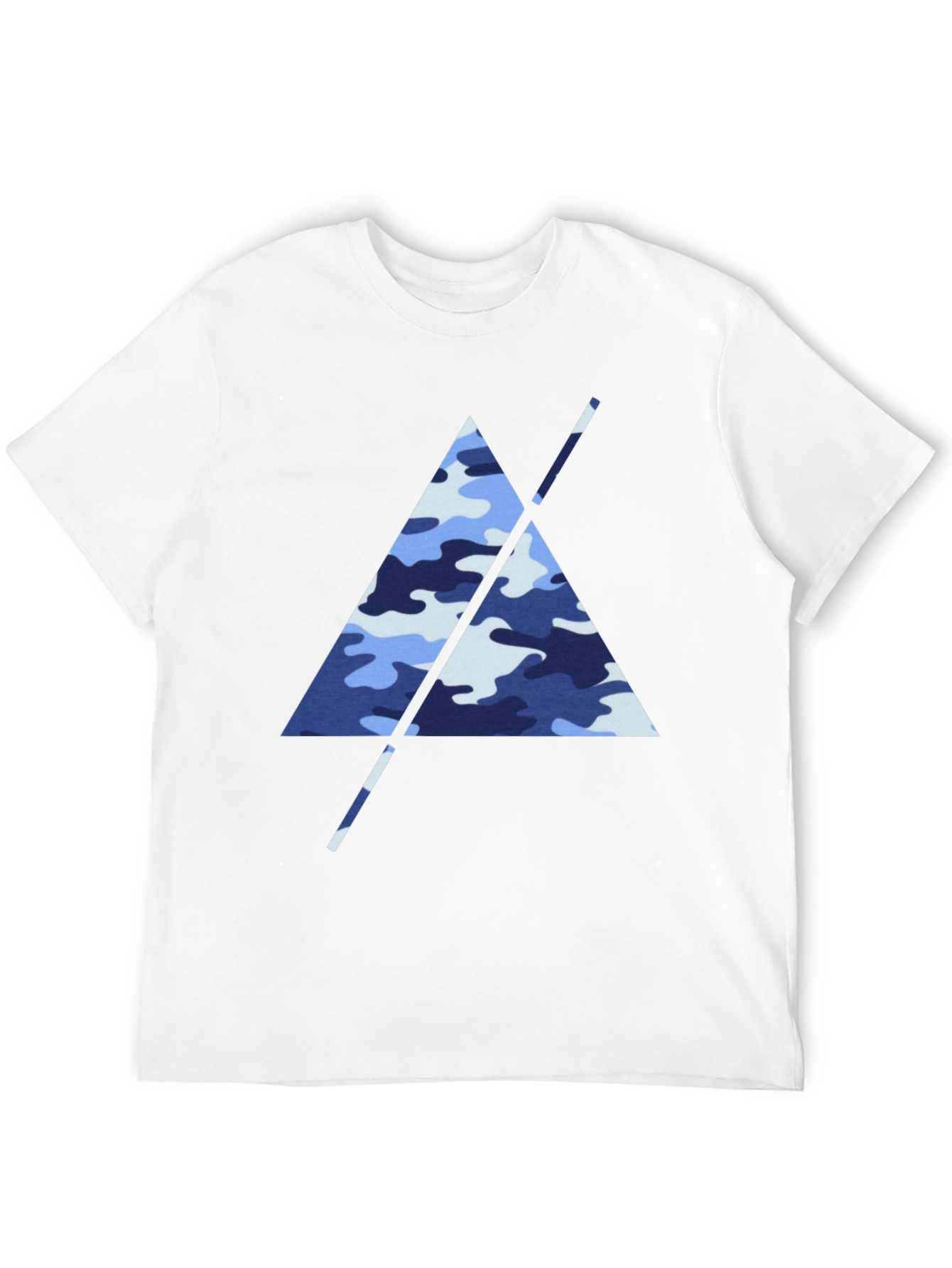 Blue Camo Triangle Mens Black T-Shirt
