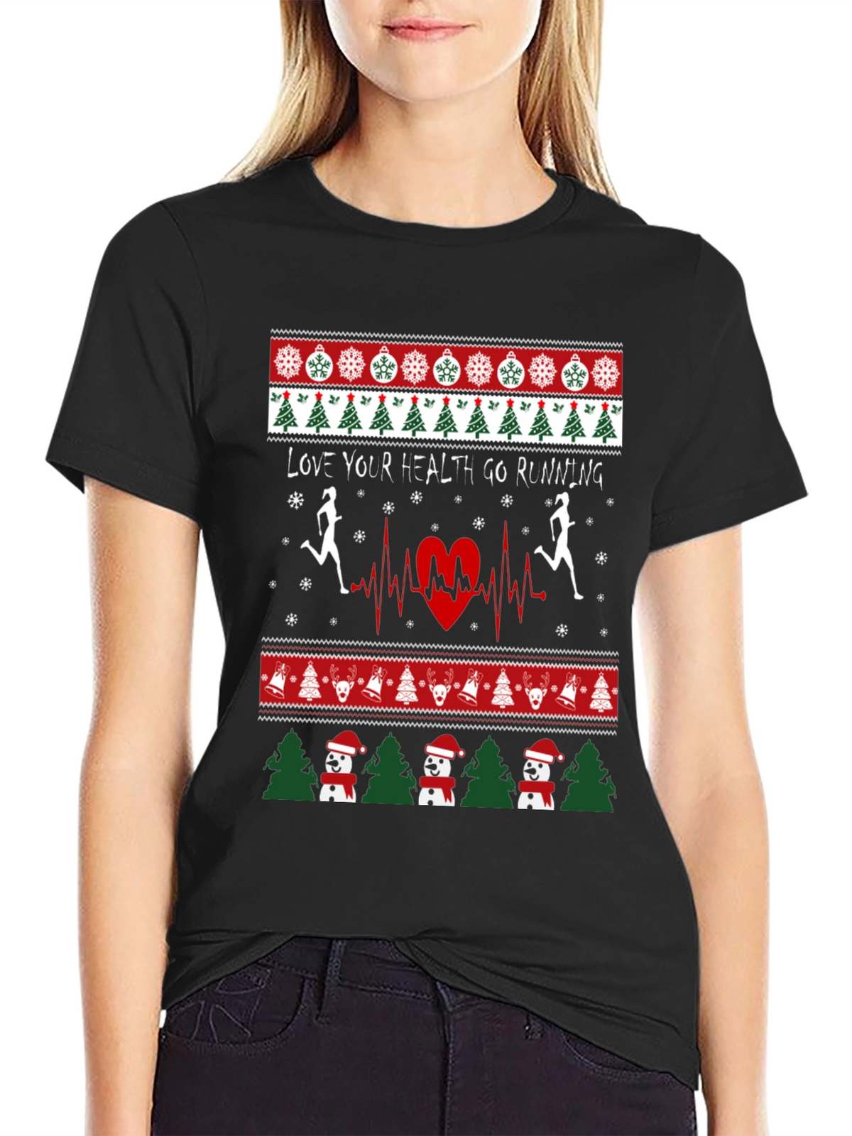 Holiday Running T-Shirt - Love Your Health Ugly Xmas