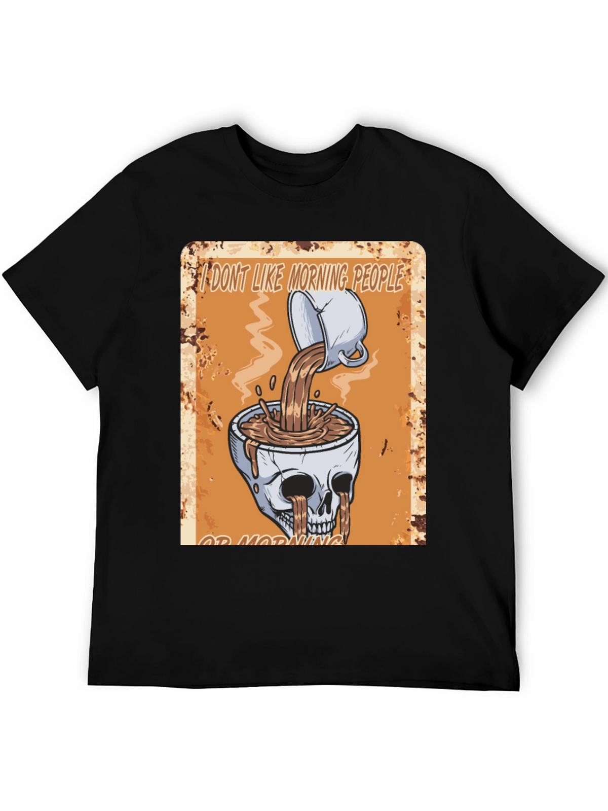 Humorous Skull Coffee Graphic T-Shirt