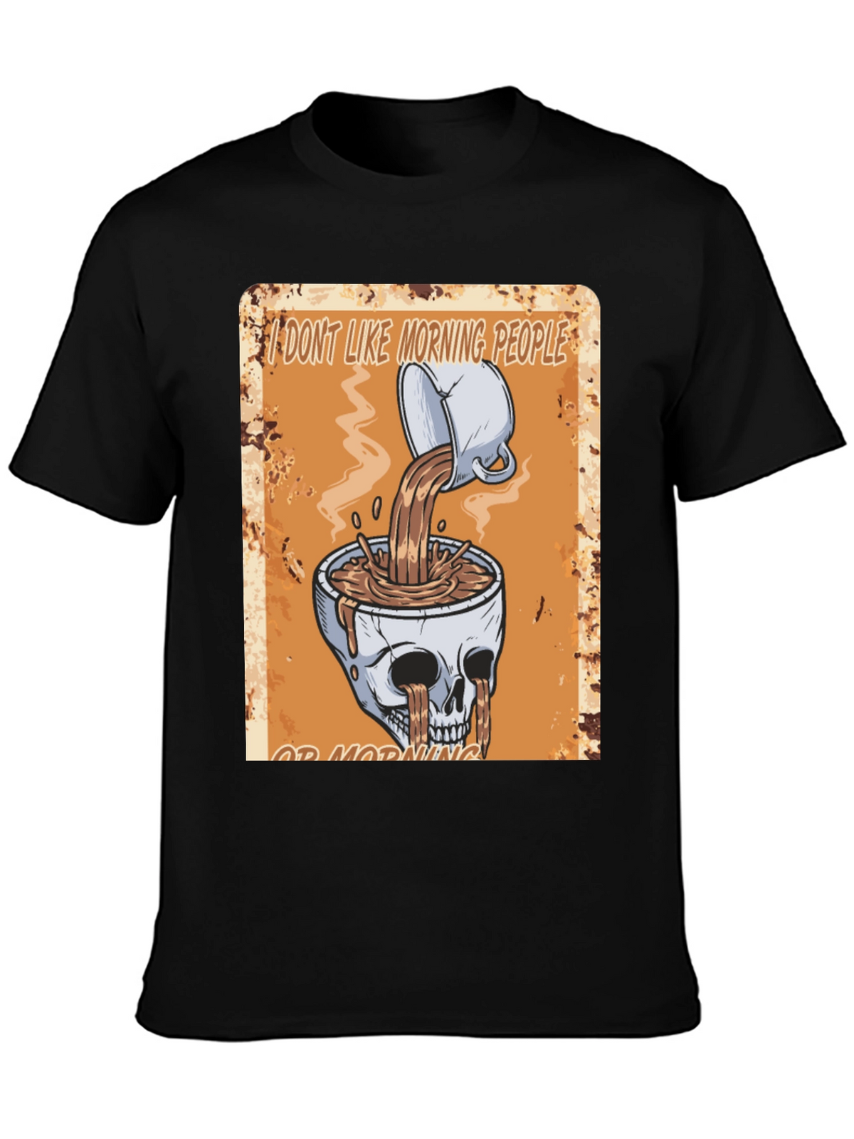 Humorous Skull Coffee Graphic T-Shirt