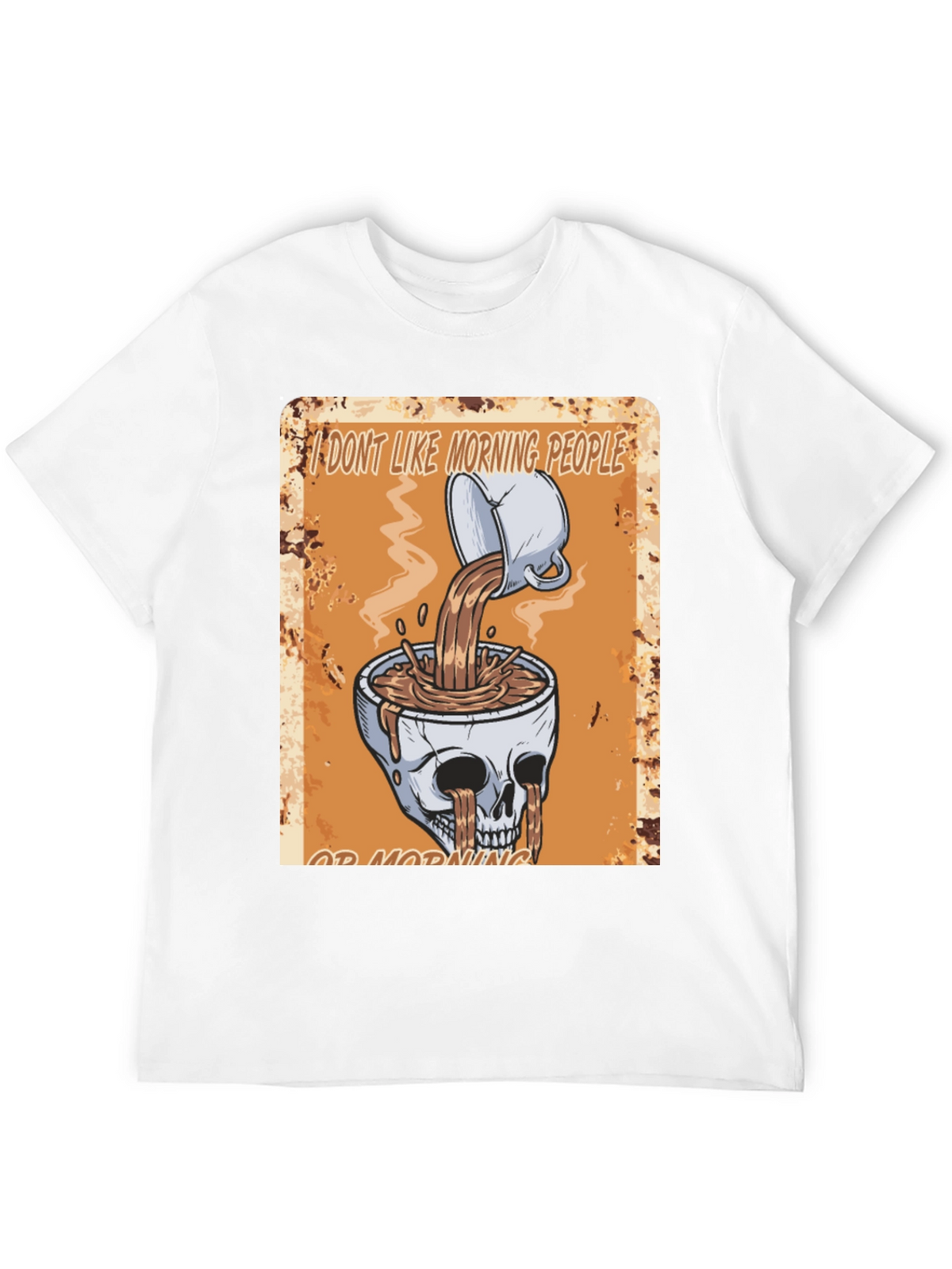 Humorous Skull Coffee Graphic T-Shirt