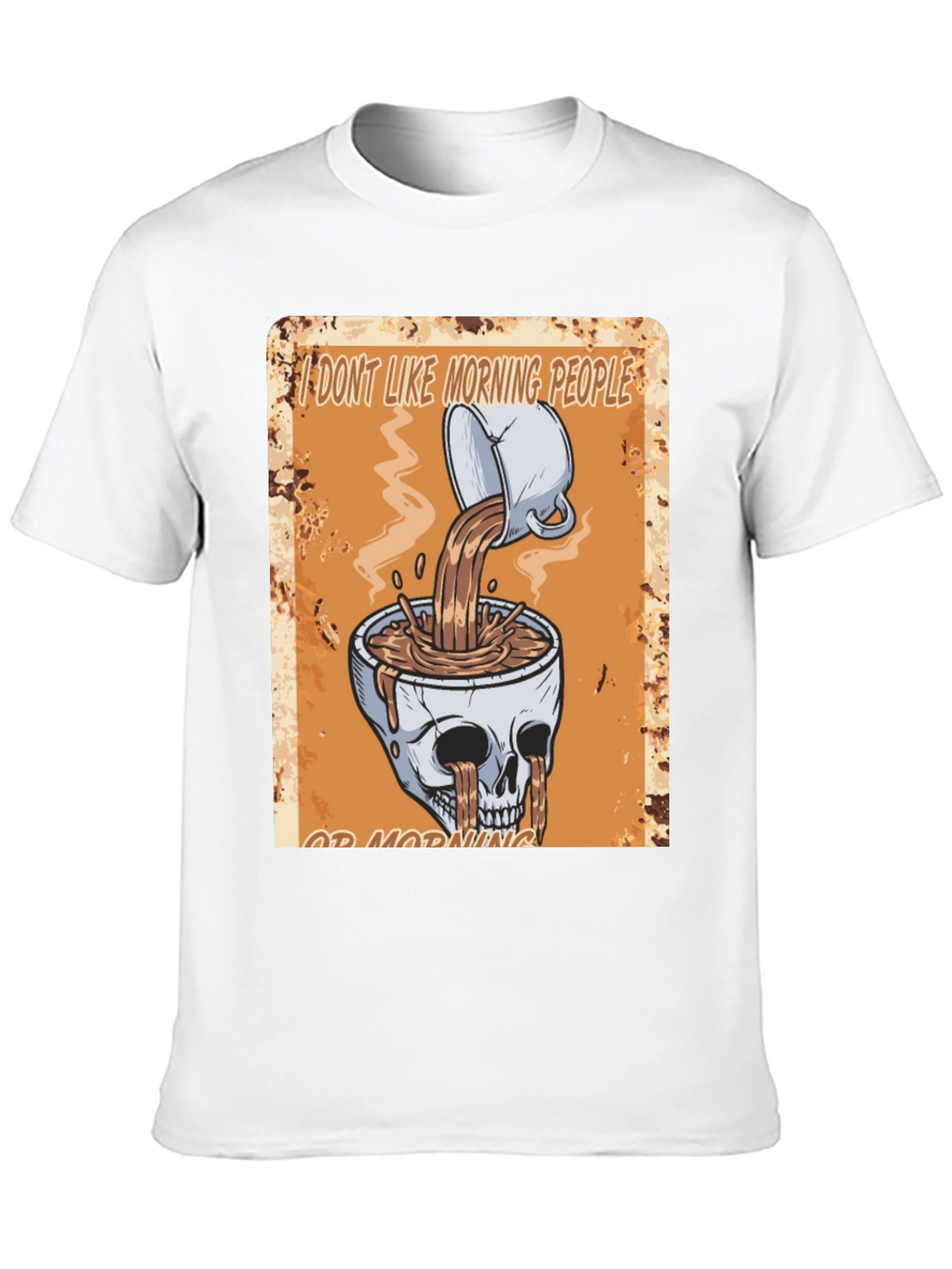 Humorous Skull Coffee Graphic T-Shirt