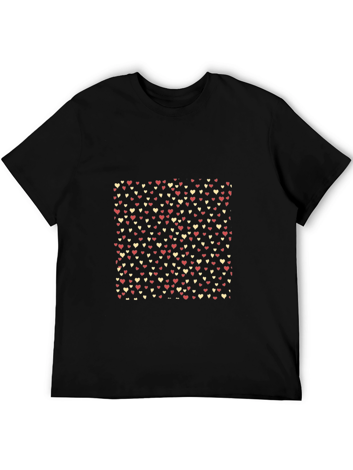 Heart Pattern Black T-Shirt - Casual Style