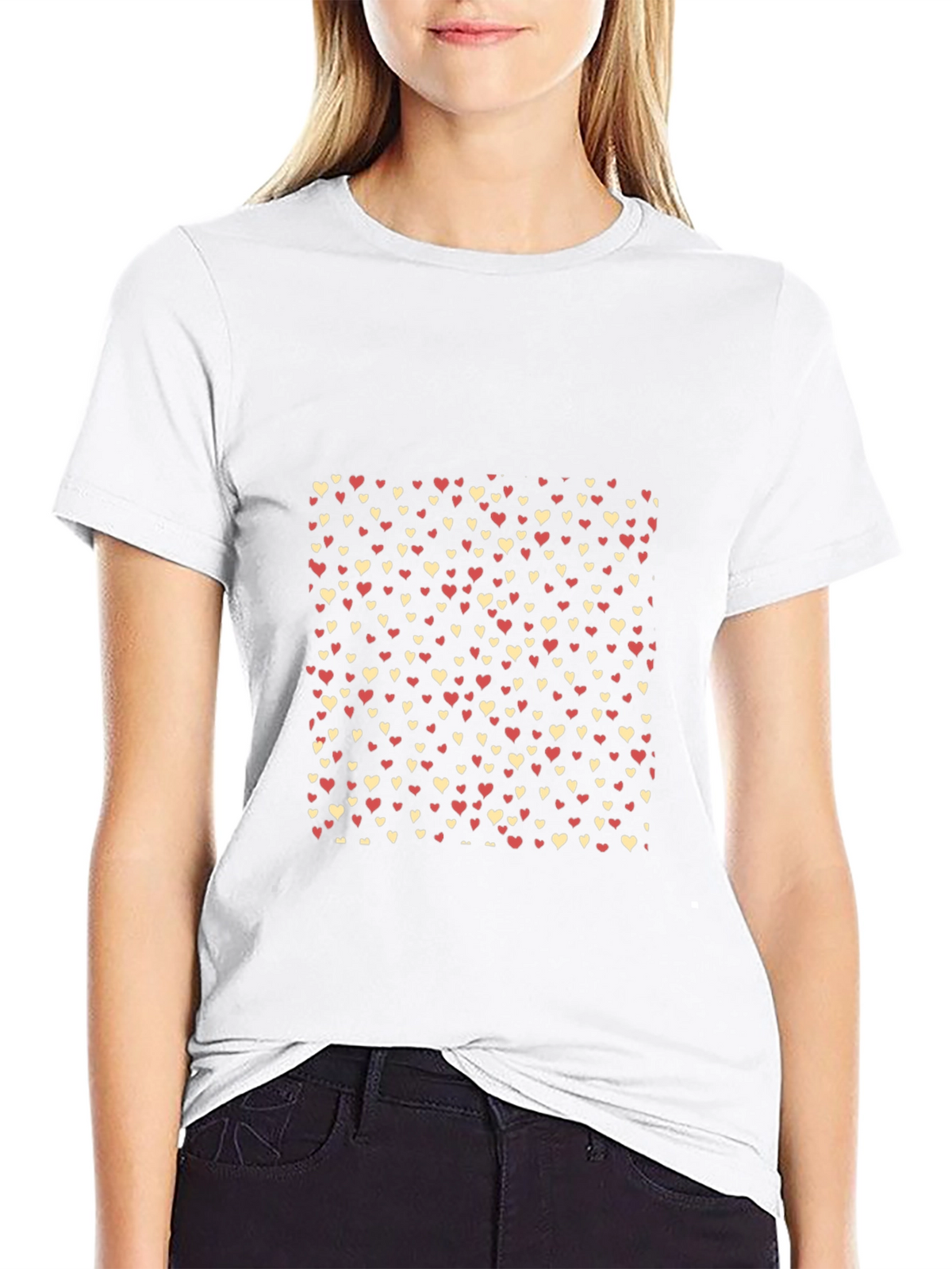 Heart Pattern Black T-Shirt - Casual Style