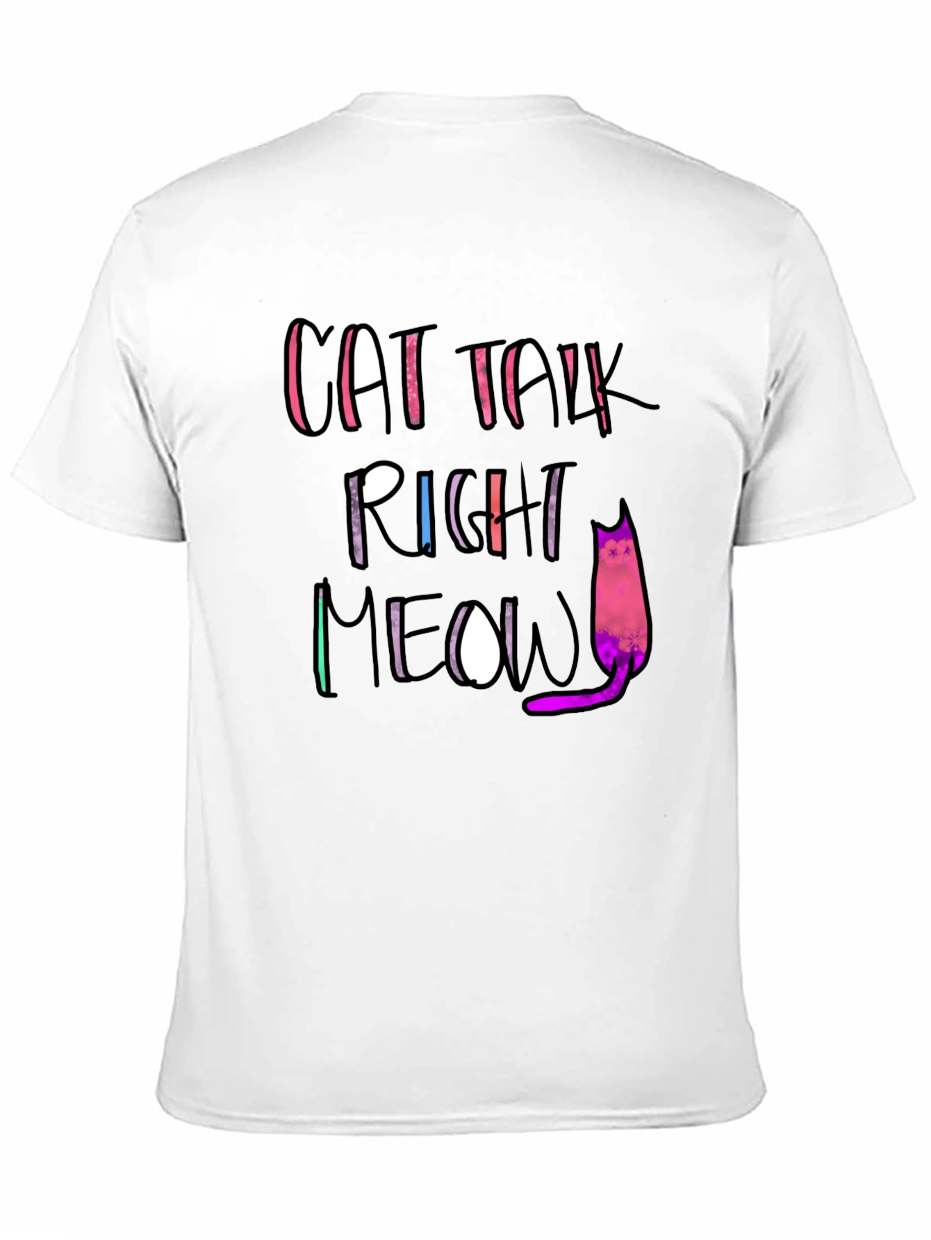 Cat Talk Right Meow Black T-Shirt