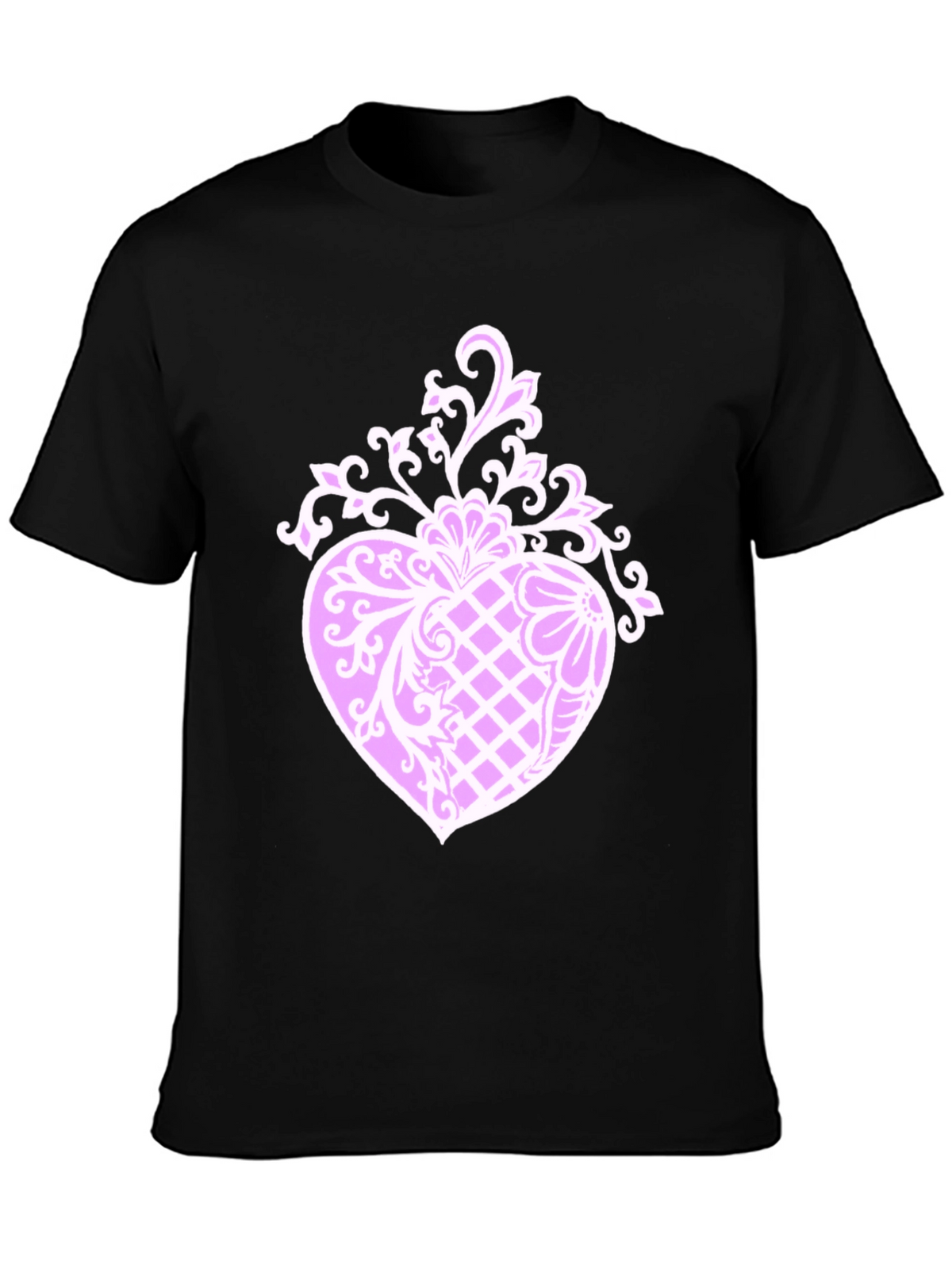 Mens Black T-Shirt with Heart Design