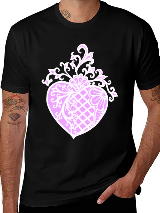 Mens Black T-Shirt with Heart Design