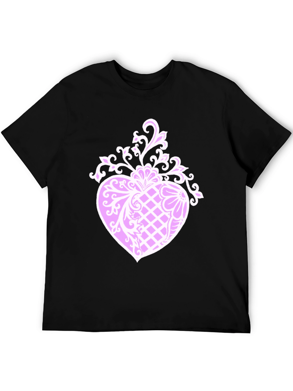 Mens Black T-Shirt with Heart Design