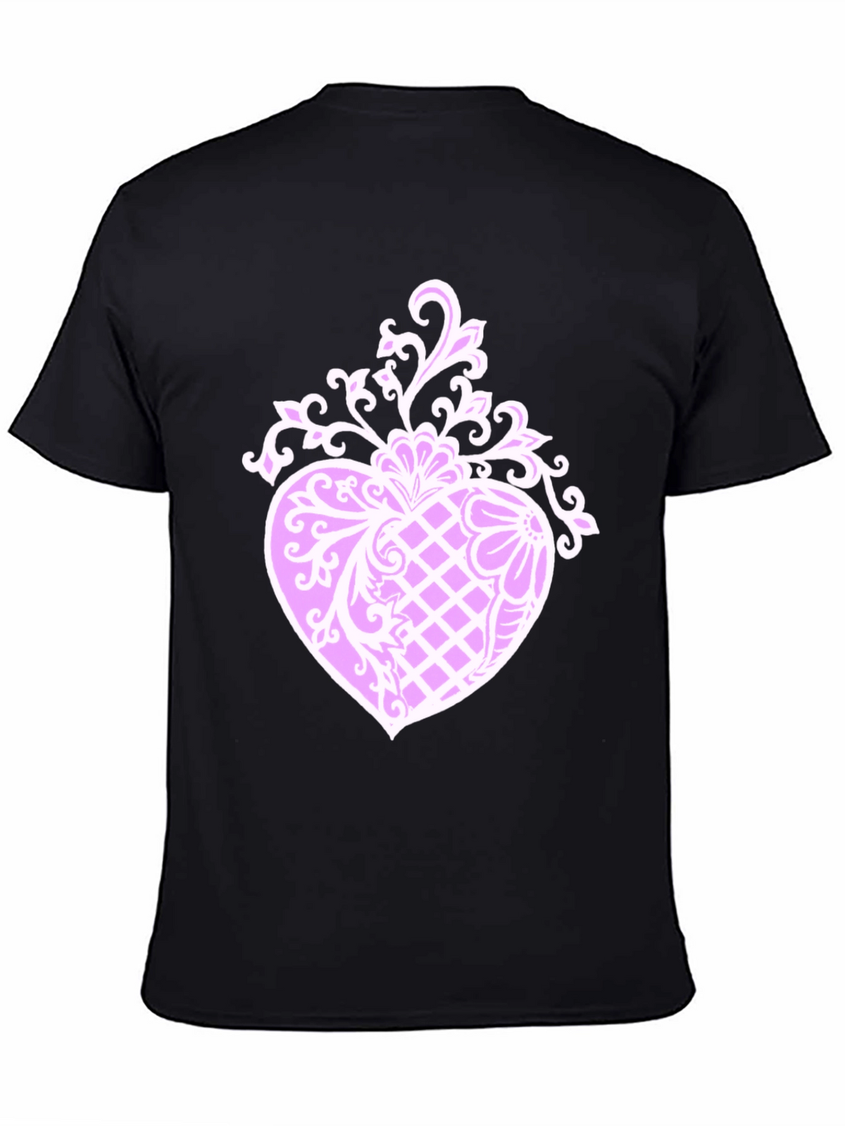 Mens Black T-Shirt with Heart Design
