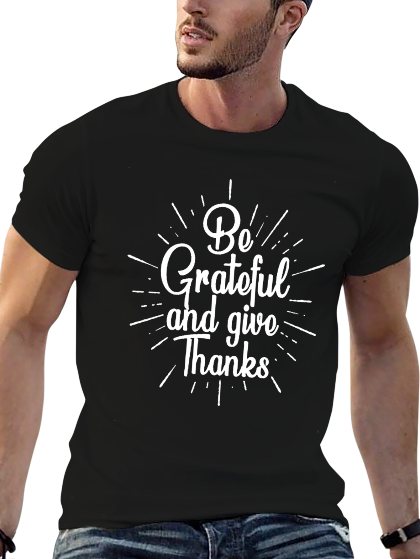Be Grateful Graphic Tee - Black Cotton T-Shirt