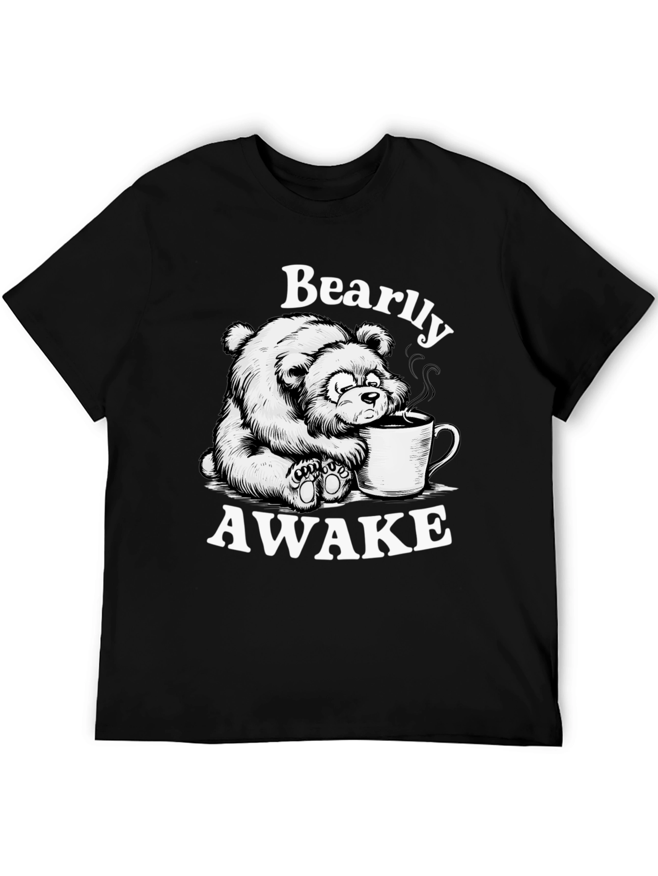 Bearly Awake T-Shirt - Cute Cartoon Bear Drinking Coffee