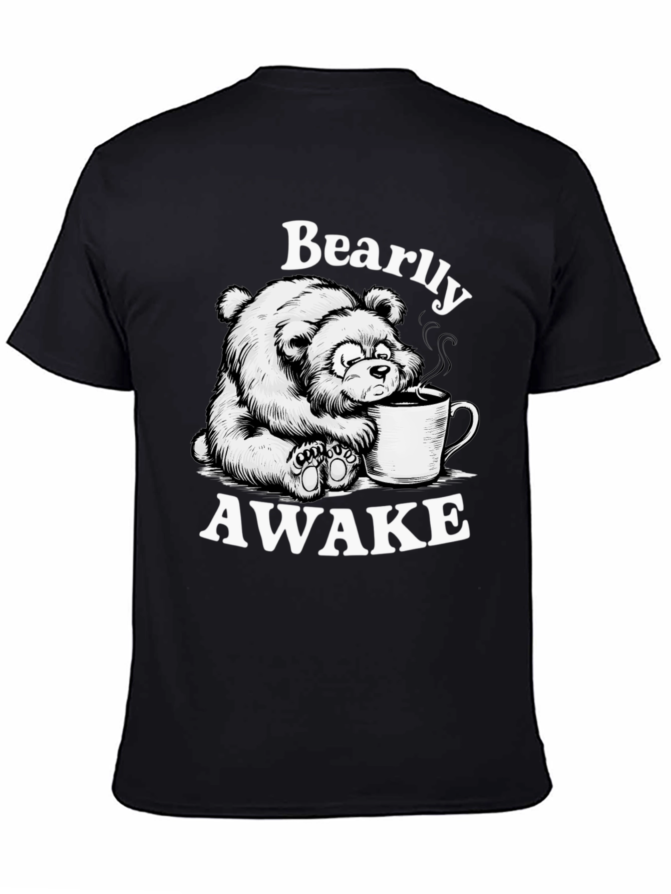 Bearly Awake T-Shirt - Cute Cartoon Bear Drinking Coffee