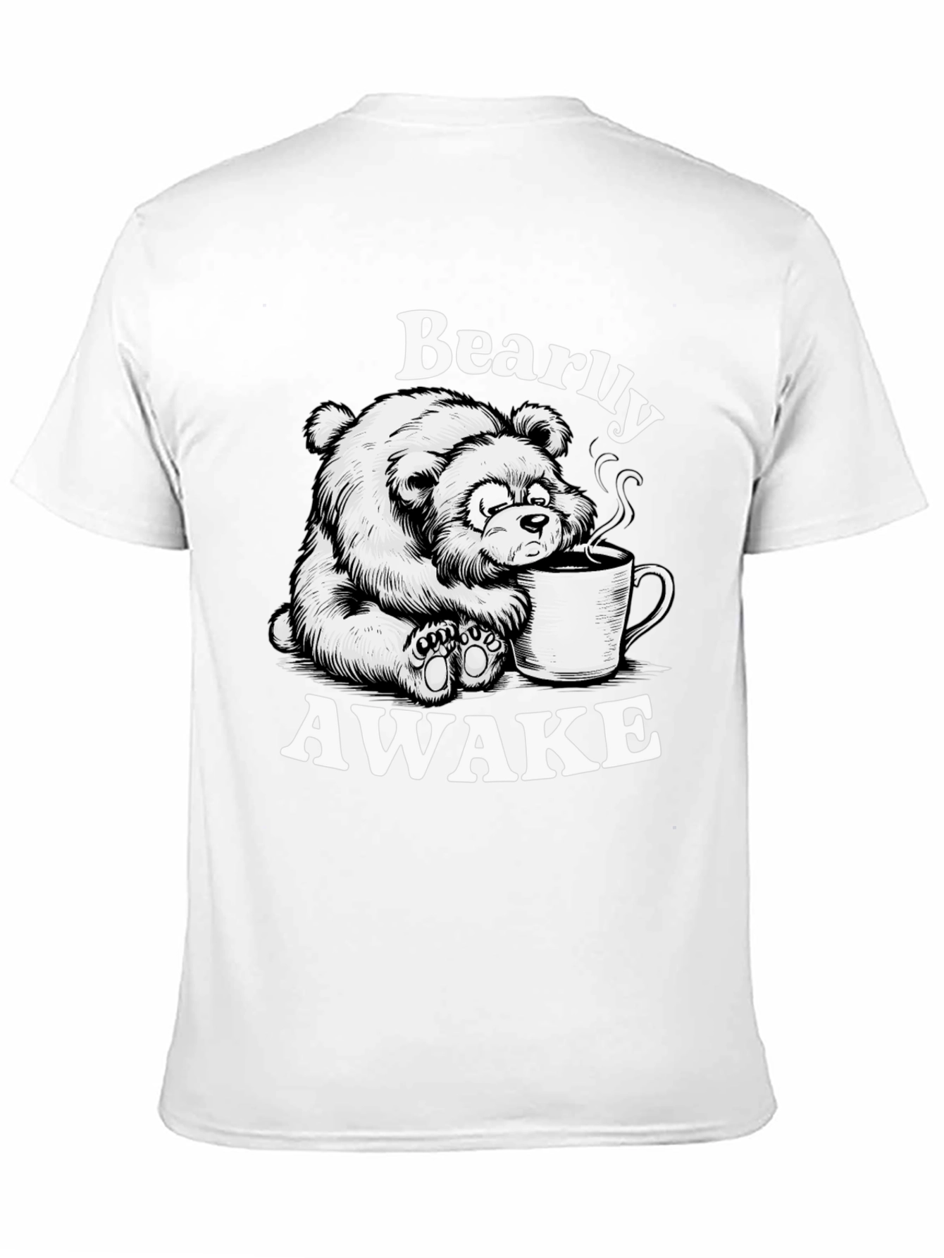 Bearly Awake T-Shirt - Cute Cartoon Bear Drinking Coffee