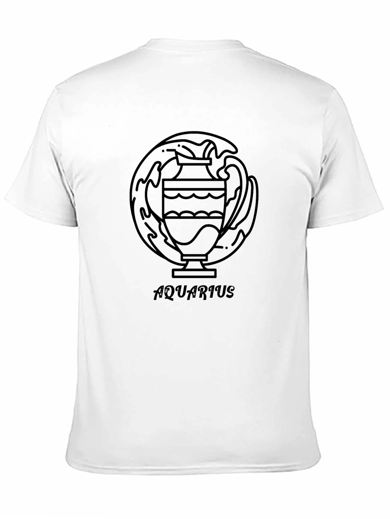 Aquarius Zodiac Black Graphic Tee for Men