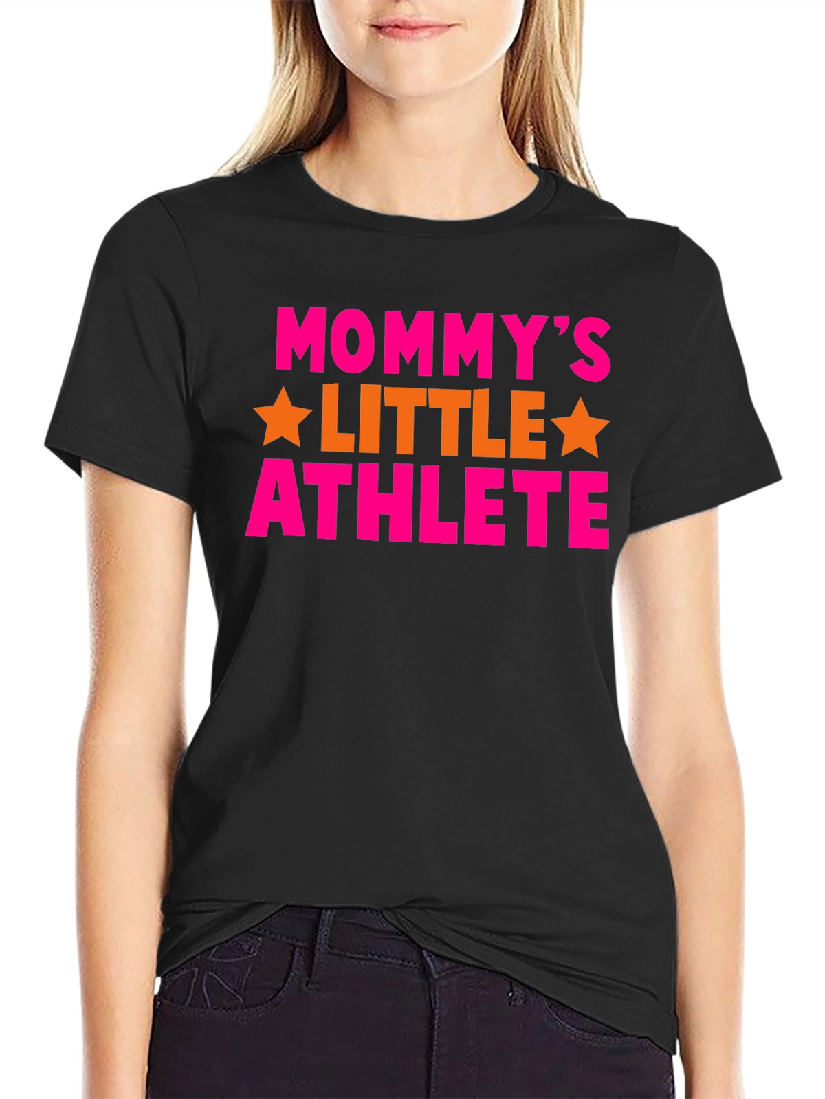 Mommys Little Athlete Black Graphic T-Shirt