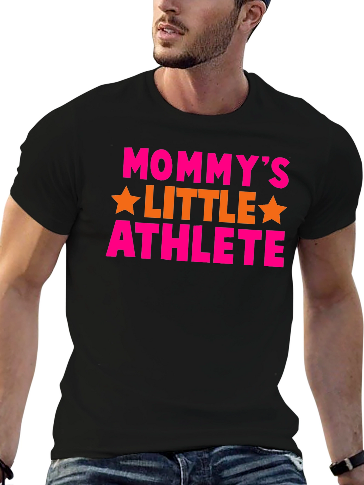 Mommys Little Athlete Black Graphic T-Shirt