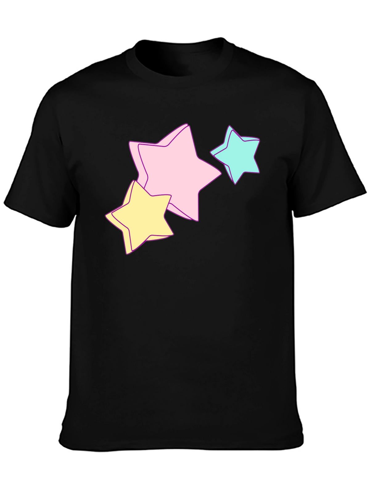 Pastel Star Graphic Black T-Shirt