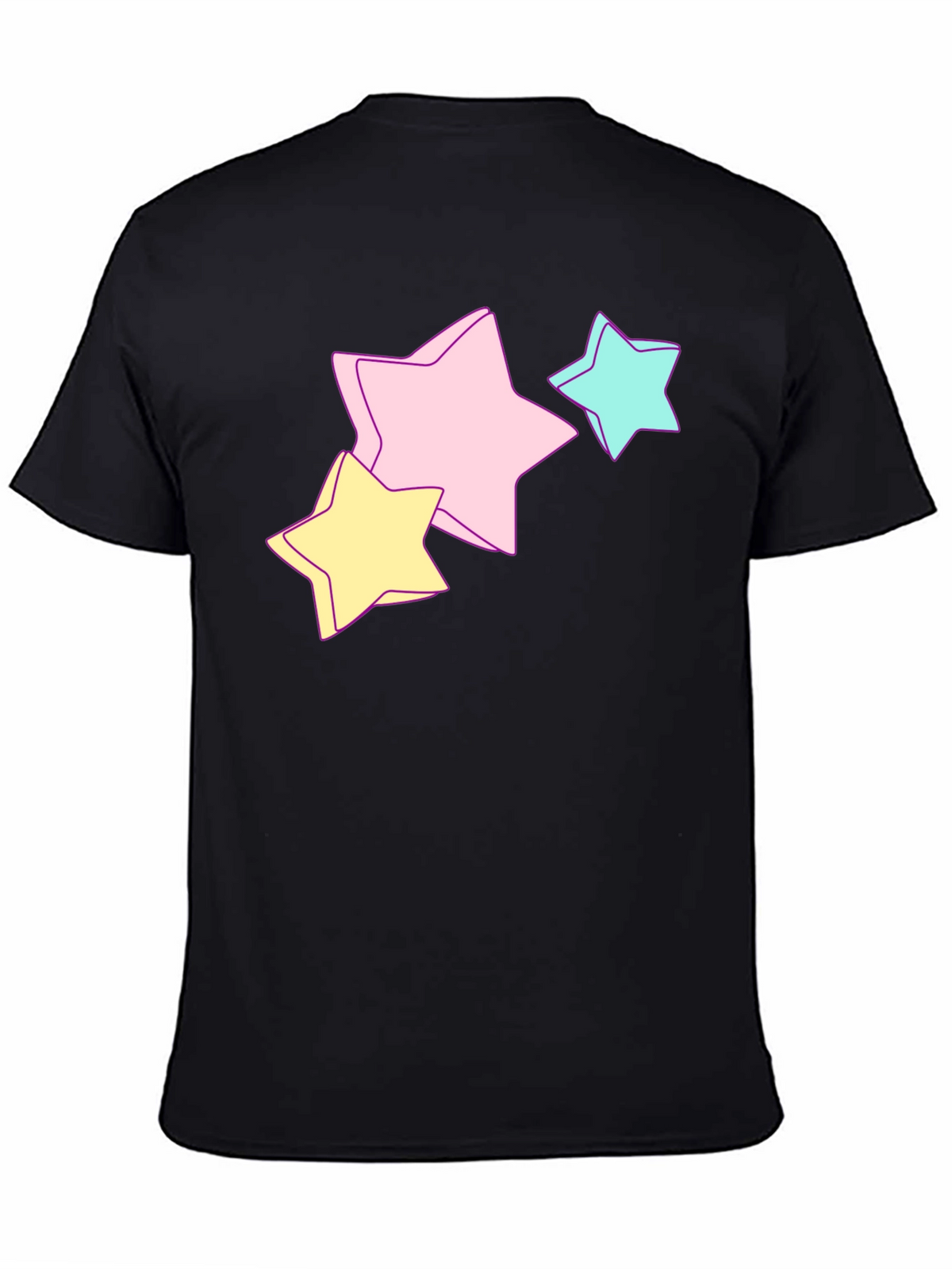 Pastel Star Graphic Black T-Shirt