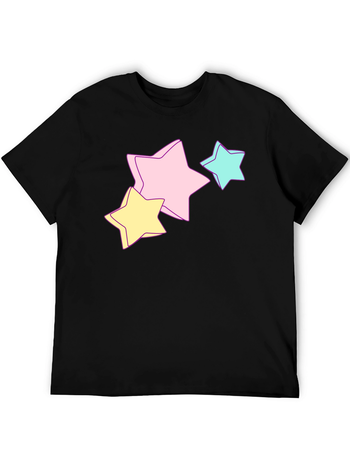 Pastel Star Graphic Black T-Shirt