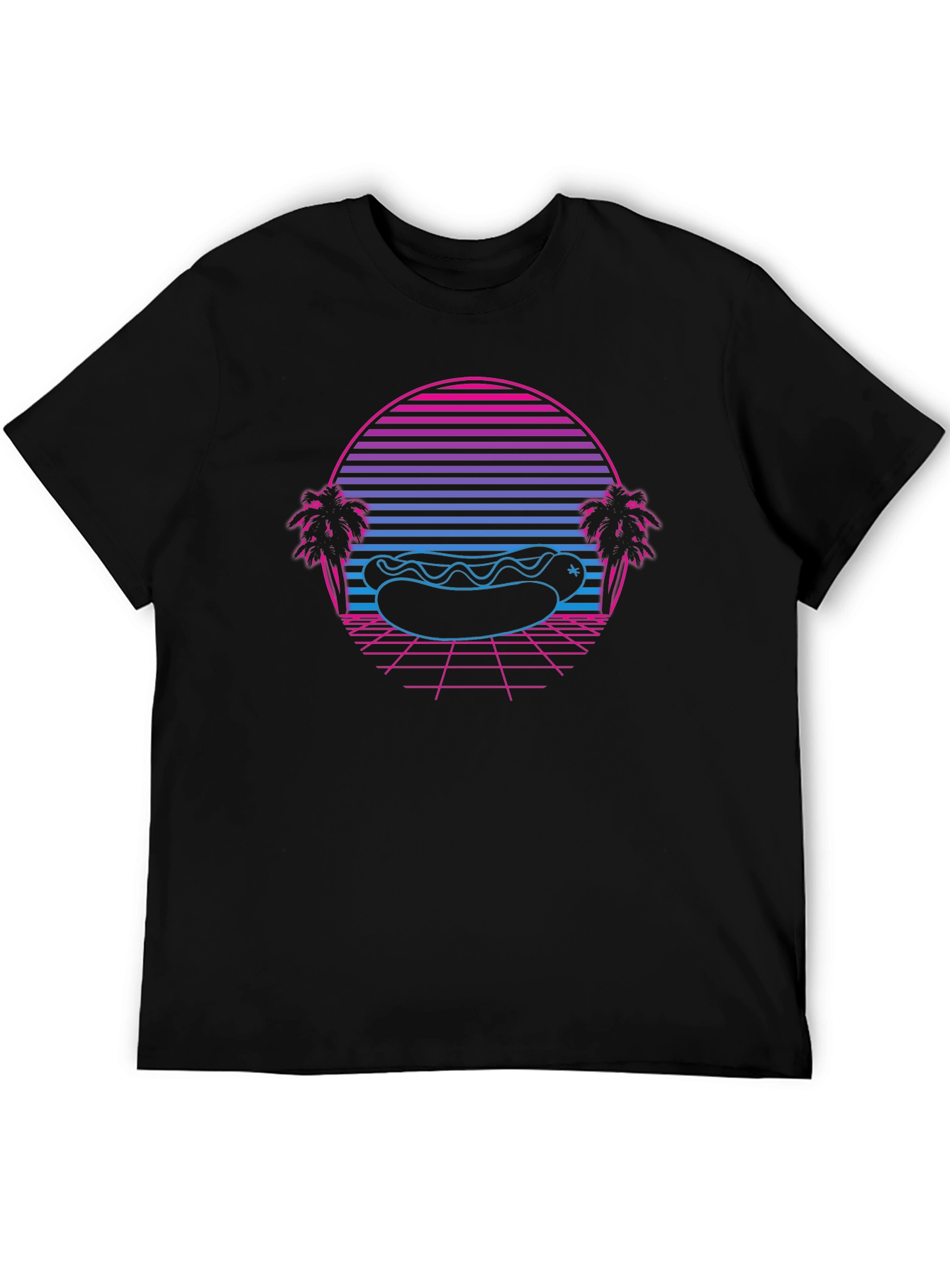 Retro Hotdog T-Shirt - Synthwave Beach Vibes