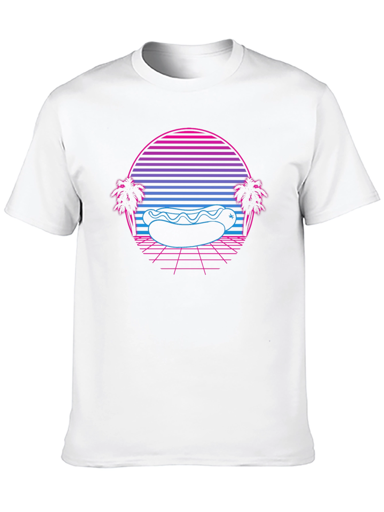 Retro Hotdog T-Shirt - Synthwave Beach Vibes