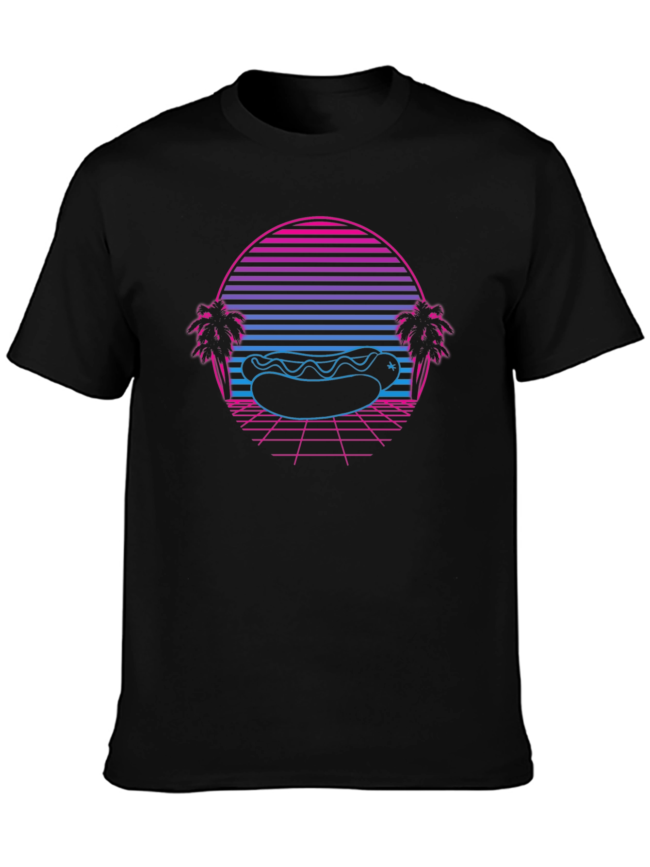 Retro Hotdog T-Shirt - Synthwave Beach Vibes